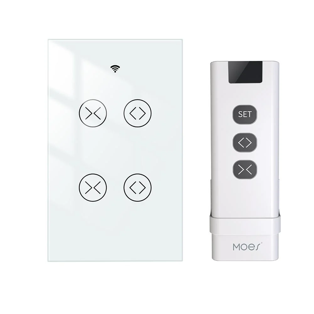 WiFi RF433 Smart Curtain 2 Gang Blind Touch Switch Single Pole Neutral Wire Required US 9