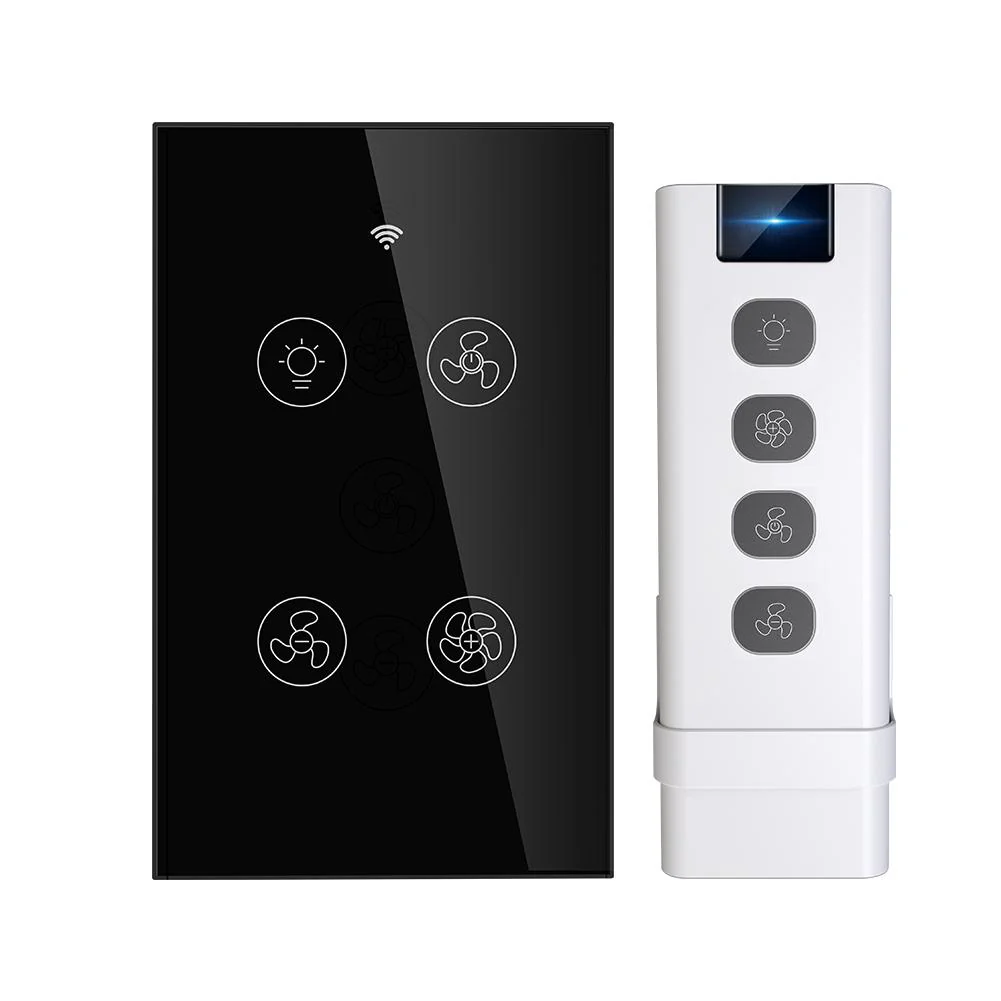 WiFi RF433 Smart Ceiling Fan Light Touch Switch Single Pole Neutral Wire Required US 2
