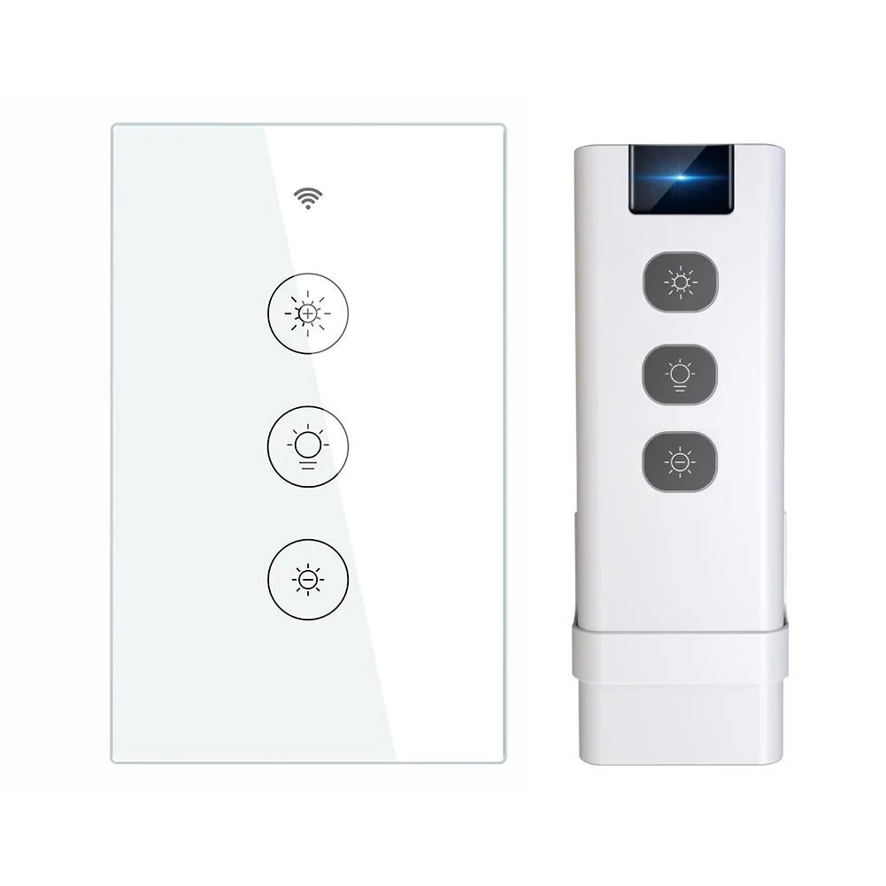 WiFi Dimmer Switch RF433 Smart Glass Touch Switches With Led For Light 3