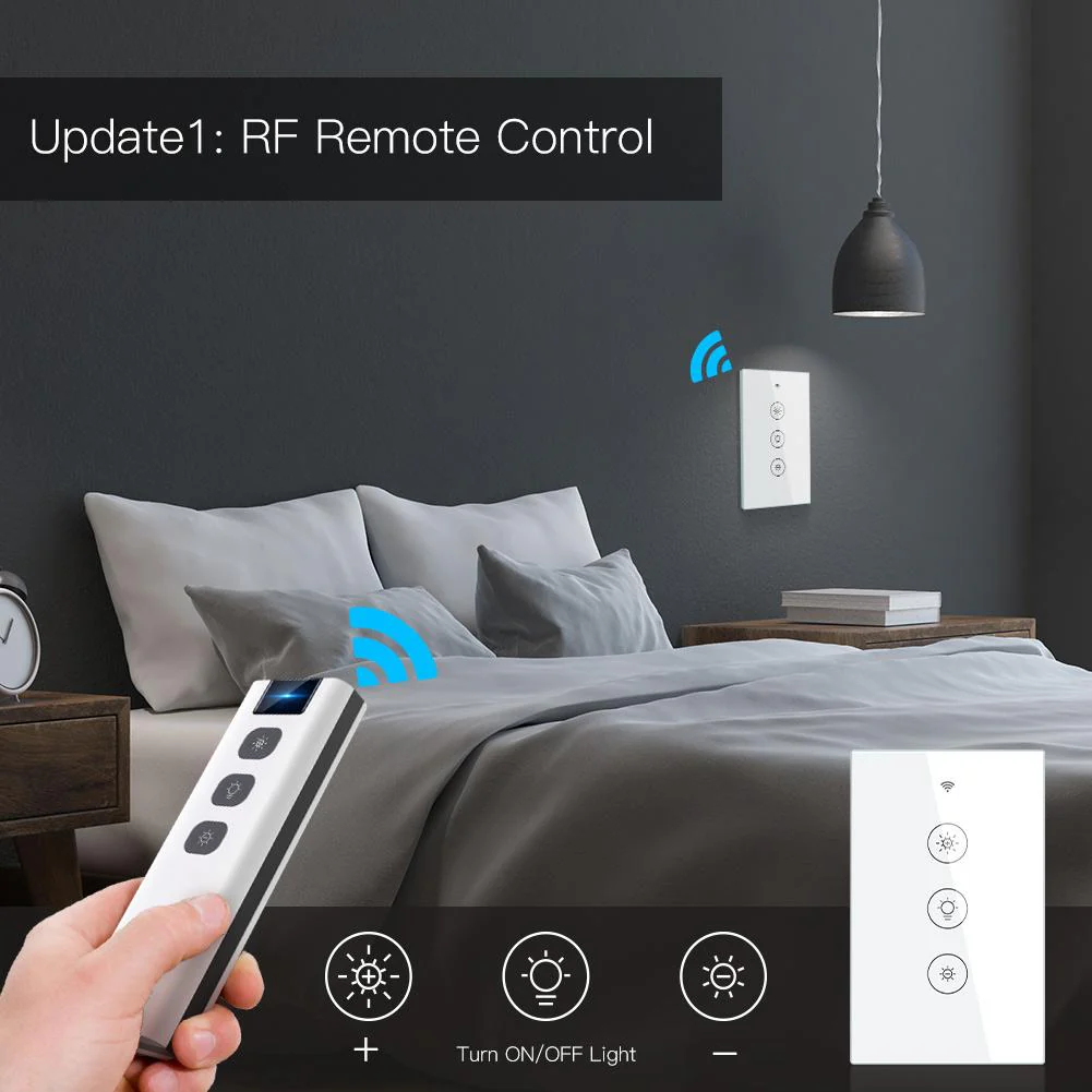 WiFi Dimmer Switch RF433 Smart Glass Touch Switches With Led For Light 4