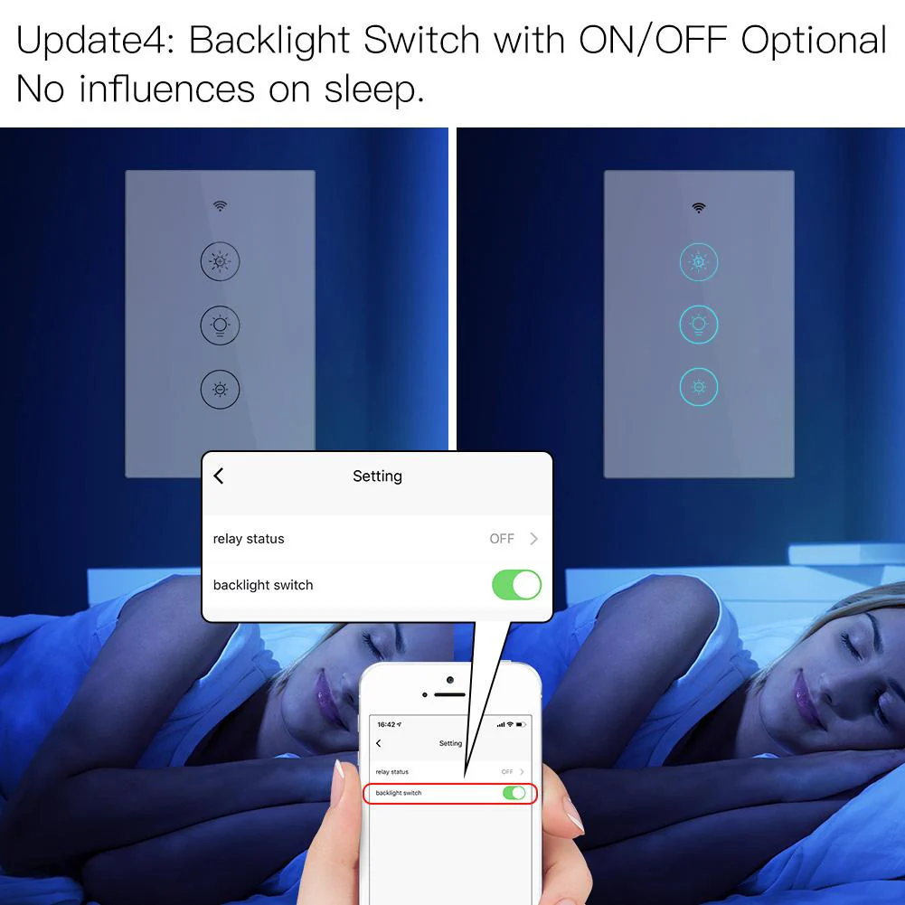 WiFi Dimmer Switch RF433 Smart Glass Touch Switches With Led For Light 7