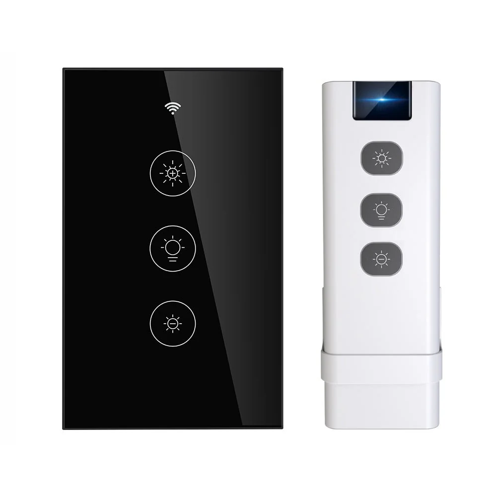 WiFi Dimmer Switch RF433 Smart Glass Touch Switches With Led For Light 12