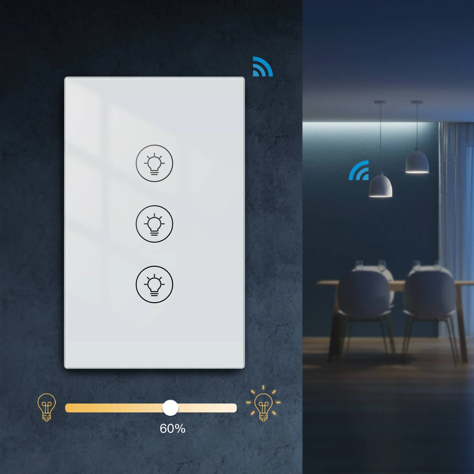 MOES WiFi Dimmer Switch Smart Light Dimmer Touch Panel Switches 1/2/3 Gang US Version 2