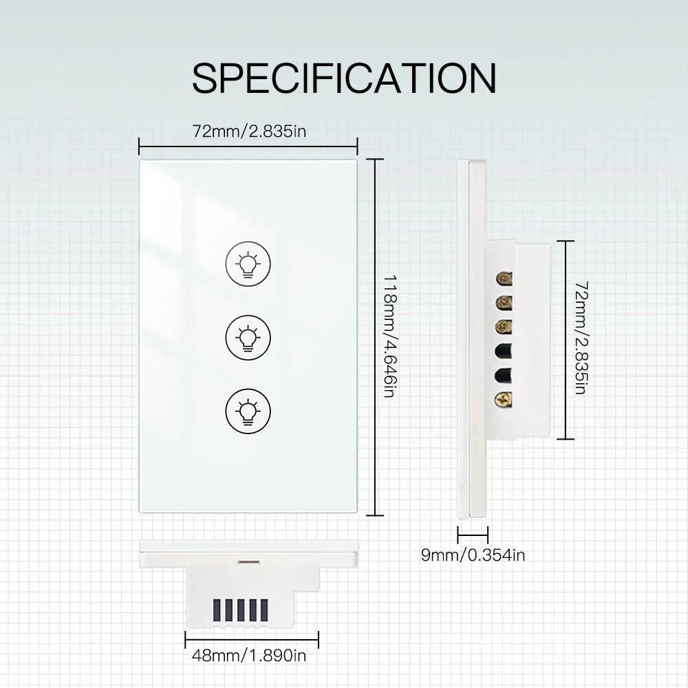 MOES WiFi Dimmer Switch Smart Light Dimmer Touch Panel Switches 1/2/3 Gang US Version 7