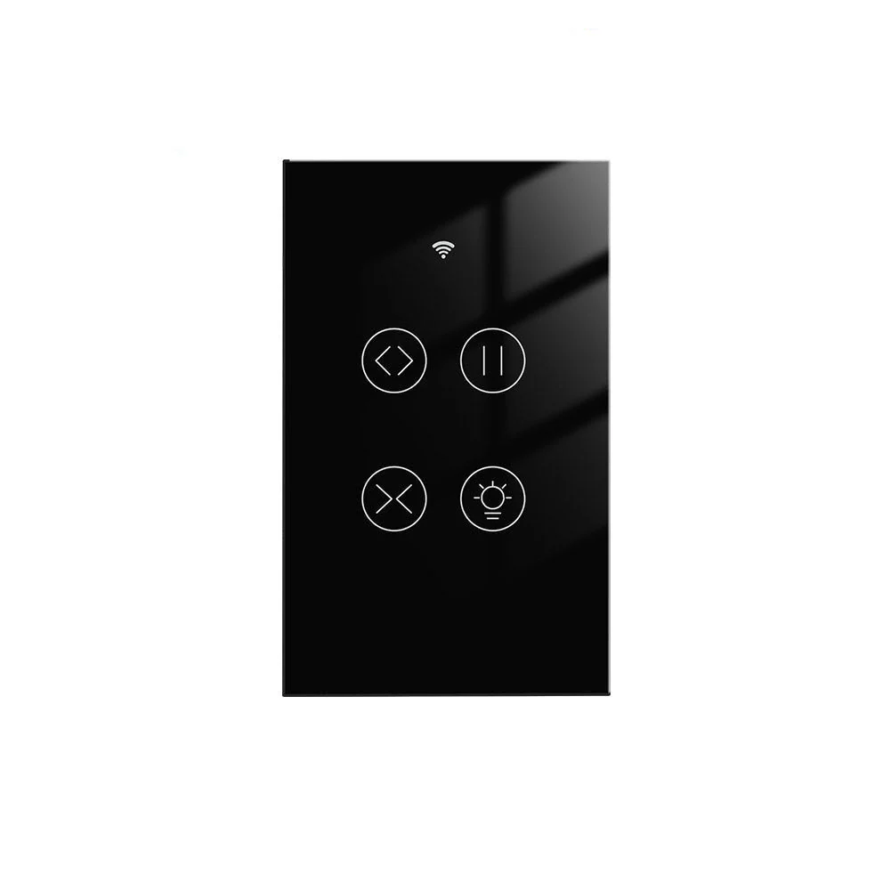 WiFi Curtain Light Switch RF433 Smart Glass Panel Curtain Light Touch Switch Single Pole Neutral Wire Required US 11