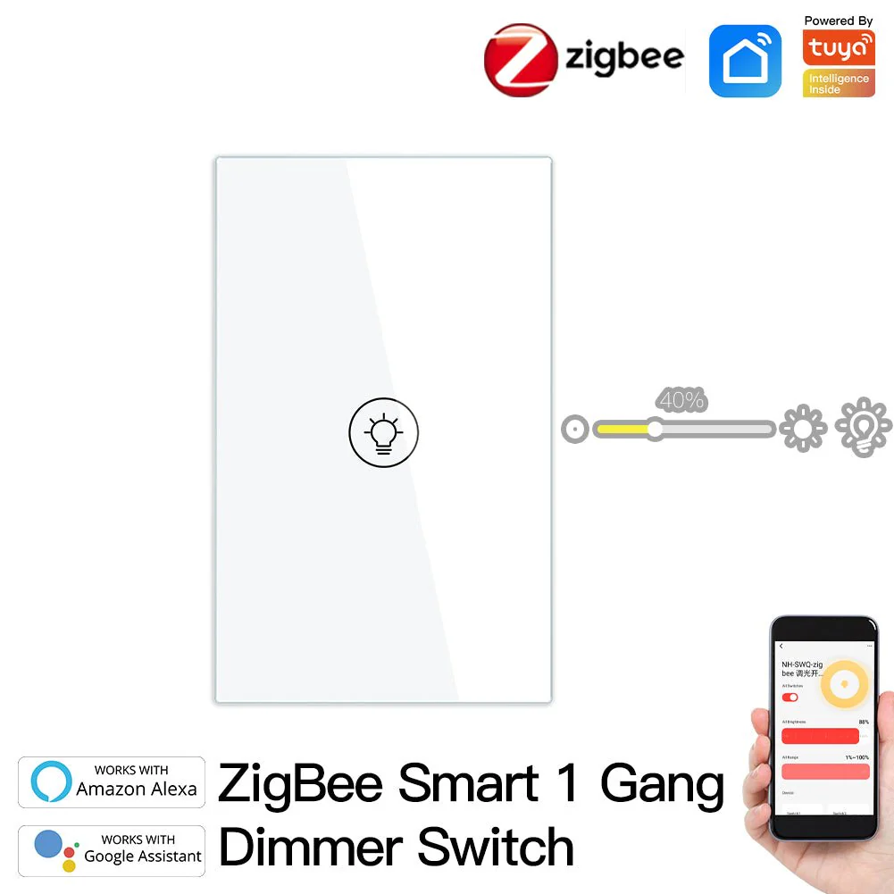 ZigBee Smart Dimmer Switch, Multi-gang Smart Light Dimmer Switch, US Single Pole Neutral Wire Required 3