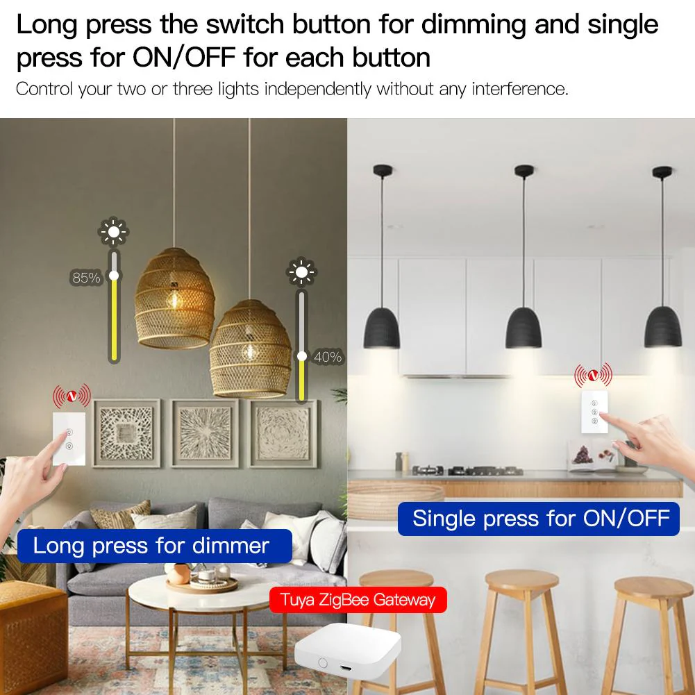 ZigBee Smart Dimmer Switch, Multi-gang Smart Light Dimmer Switch, US Single Pole Neutral Wire Required 4