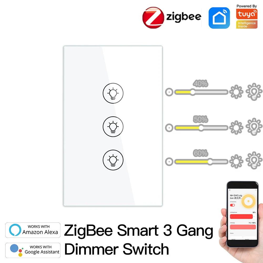 ZigBee Smart Dimmer Switch, Multi-gang Smart Light Dimmer Switch, US Single Pole Neutral Wire Required 9
