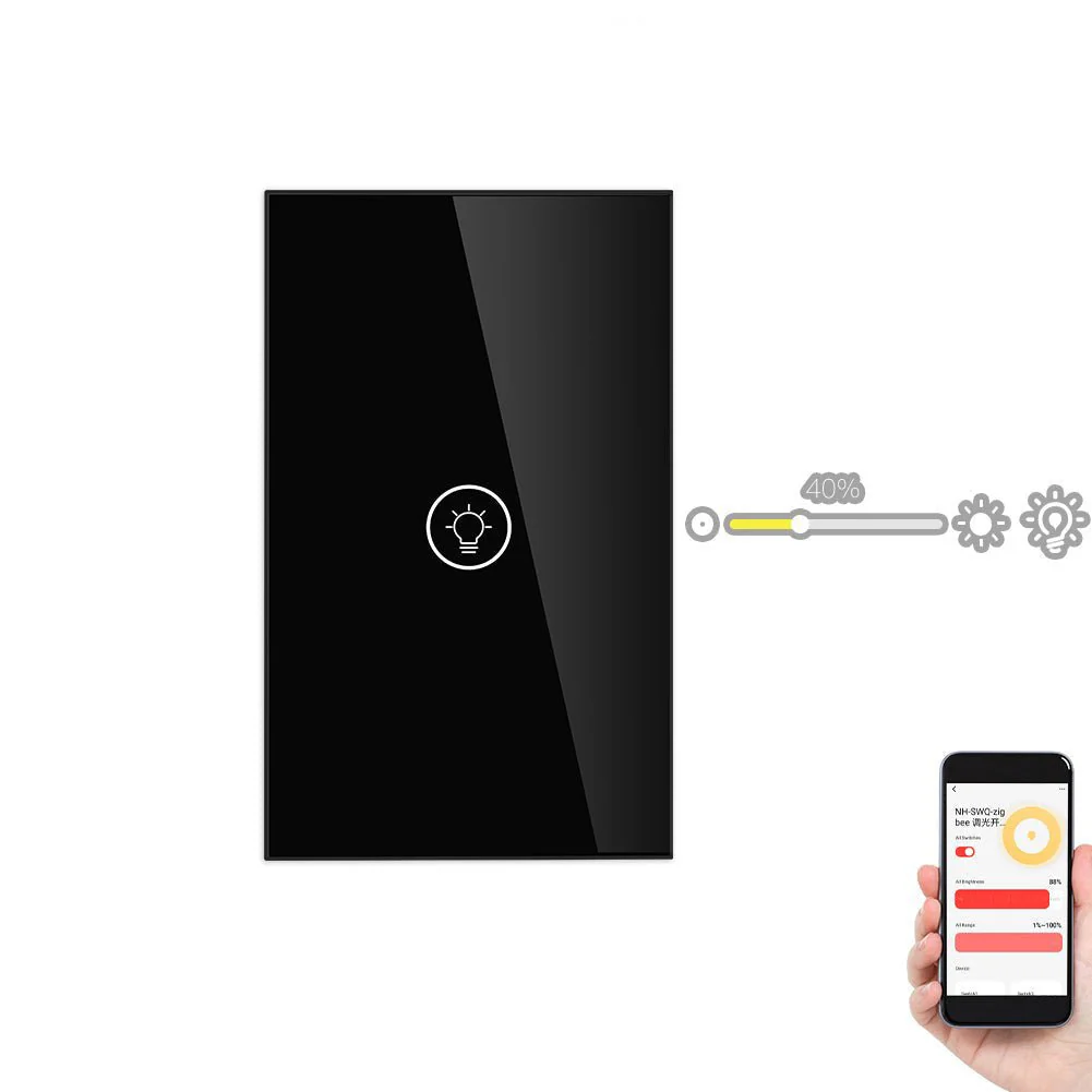 ZigBee Smart Dimmer Switch, Multi-gang Smart Light Dimmer Switch, US Single Pole Neutral Wire Required 12