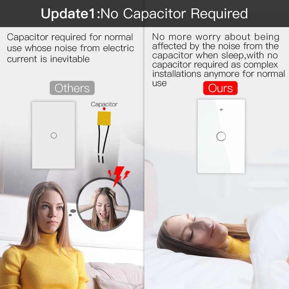 ZigBee Smart Light Touch Switch Multi-Control Neutral Wire Optional No Capacitor US 2