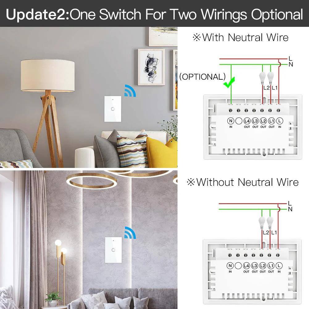 ZigBee Smart Light Touch Switch Multi-Control Neutral Wire Optional No Capacitor US 3