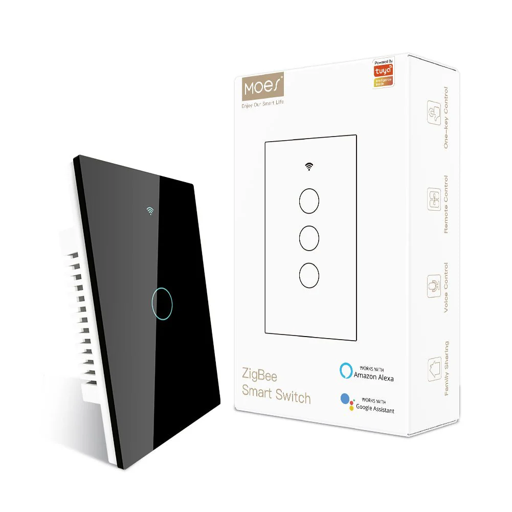 ZigBee Smart Light Touch Switch Multi-Control Neutral Wire Optional No Capacitor US 8