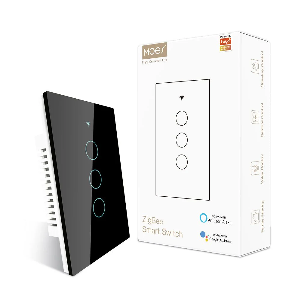ZigBee Smart Light Touch Switch Multi-Control Neutral Wire Optional No Capacitor US 14