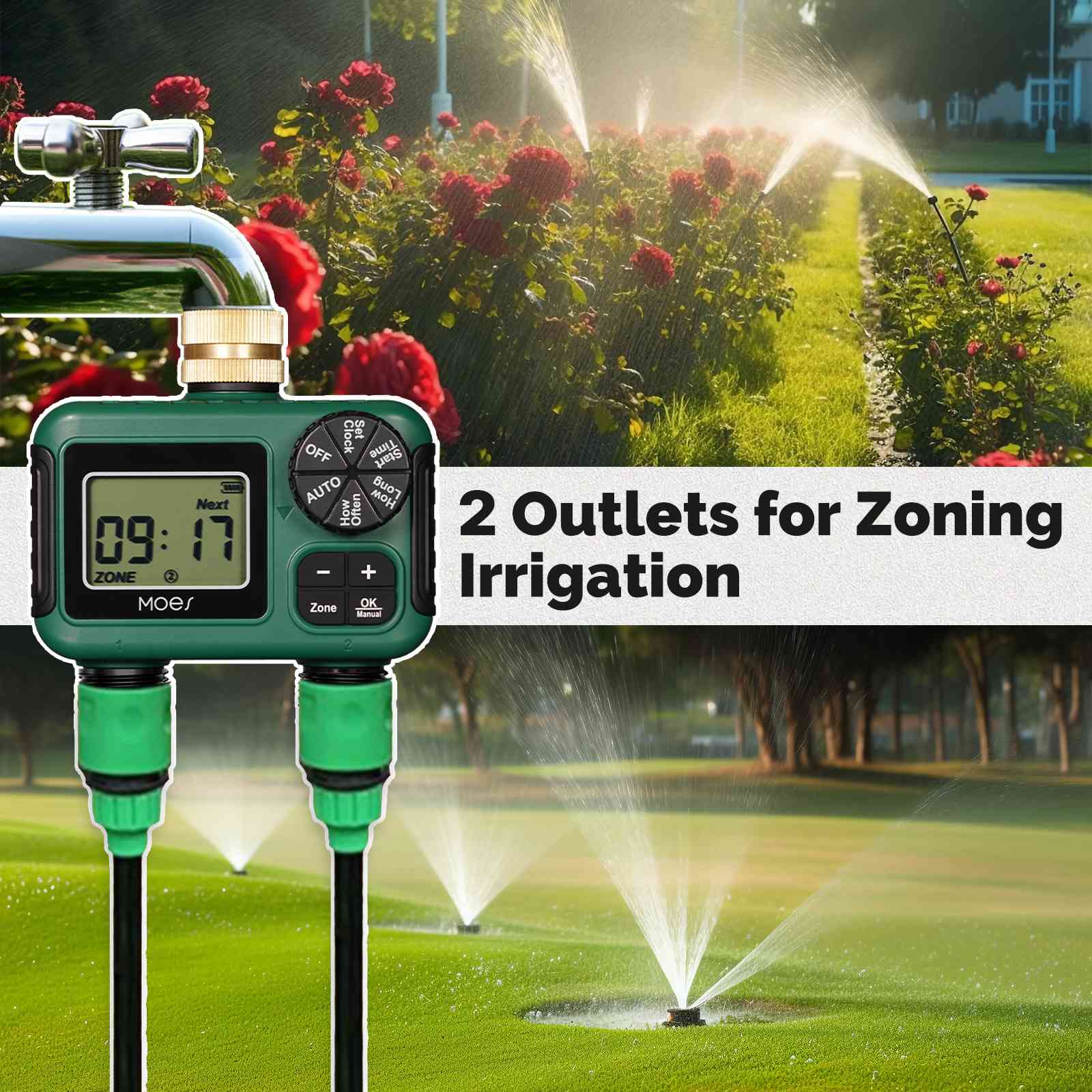 Water Timer For Garden Hose Drip Irrigation 2/3/4 Outlet Brass Inlet IPX5 Waterproof US Version 5