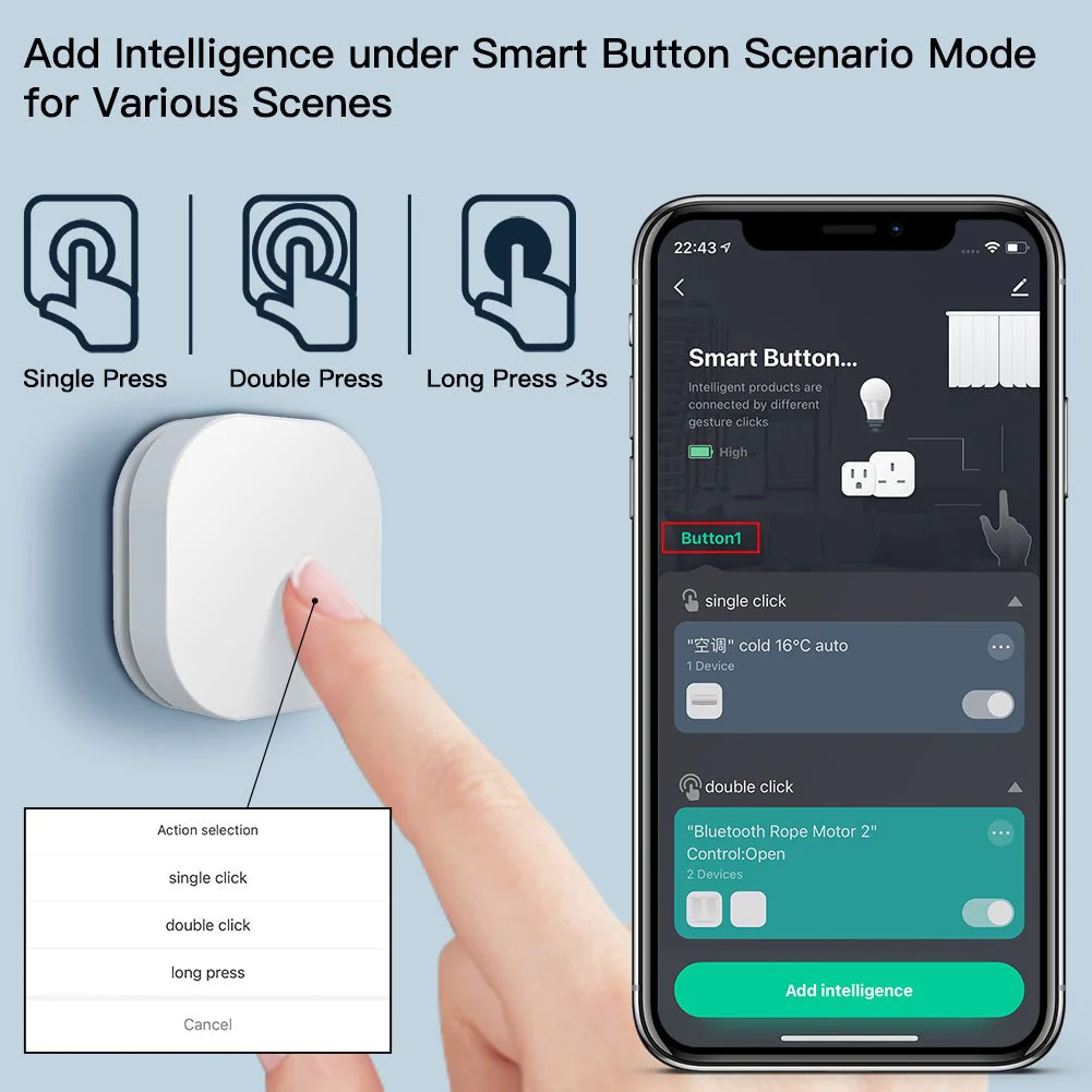 ZigBee IP55 Waterproof Smart Button Scene Switch & Wireless Remote Dimmer 5