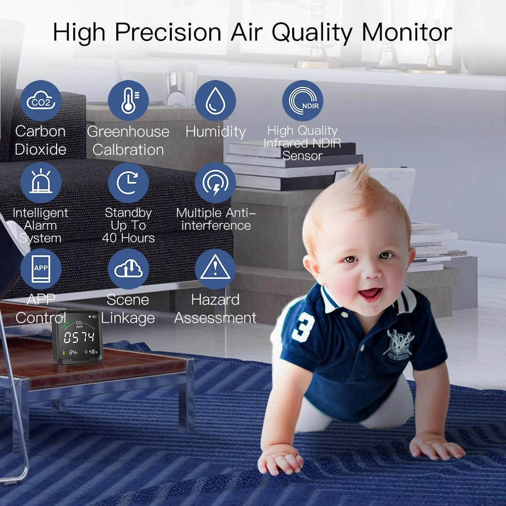 WiFi Smart 3 In 1 Carbon Dioxide Air Quality Monitor Detector Temperature and Humidity Sensor 2