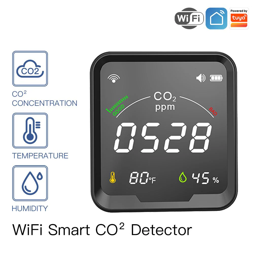 WiFi Smart 3 In 1 Carbon Dioxide Air Quality Monitor Detector Temperature and Humidity Sensor 9