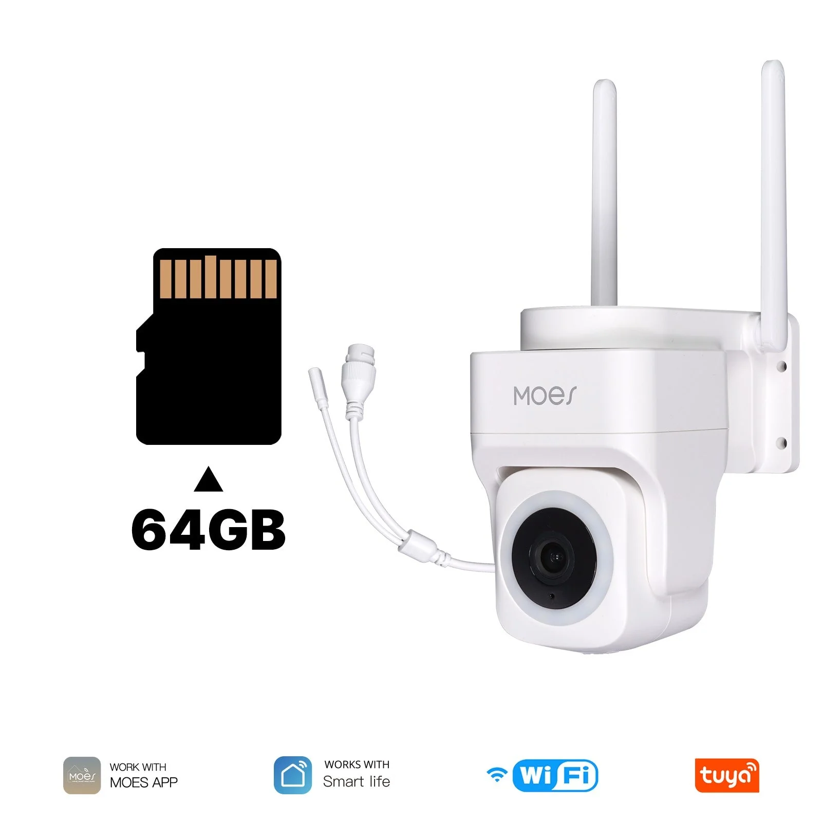 WiFi 3MP Smart Outdoor Security Camera RJ45 Network IP65 Waterproof EU Standard 8