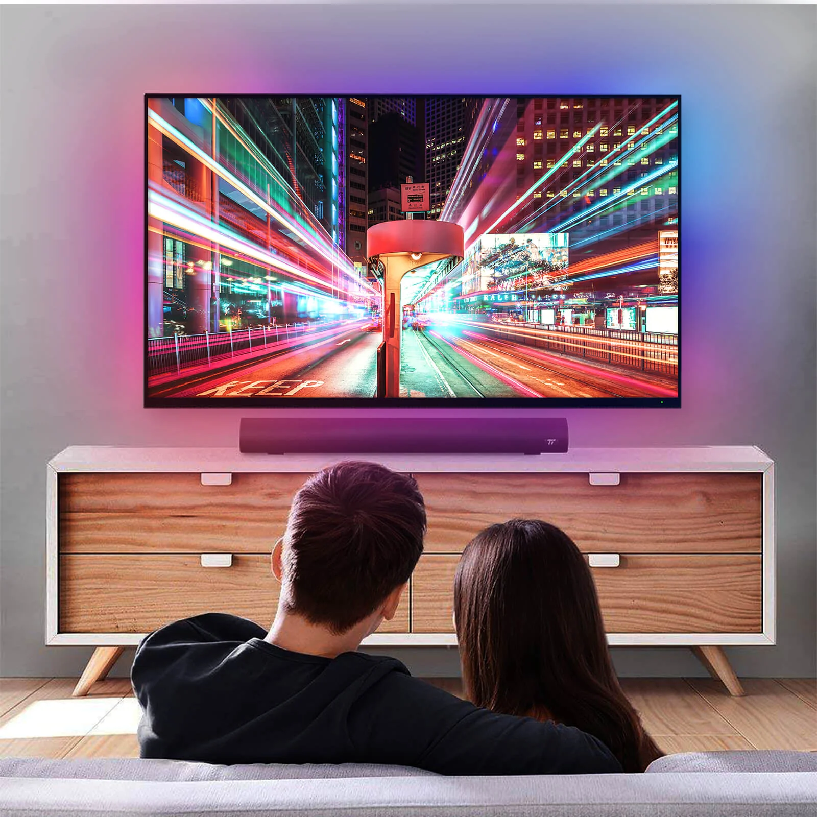 MOES Smart WiFi Ambient Lighting TV Backlight 4K HDMI 2.0 Sync Box LED Light Strip Music 3