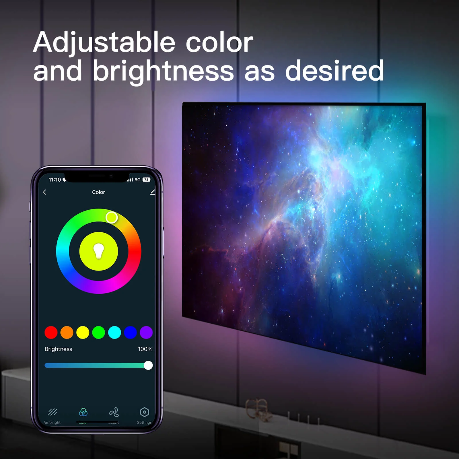 MOES Smart WiFi Ambient Lighting TV Backlight 4K HDMI 2.0 Sync Box LED Light Strip Music 5