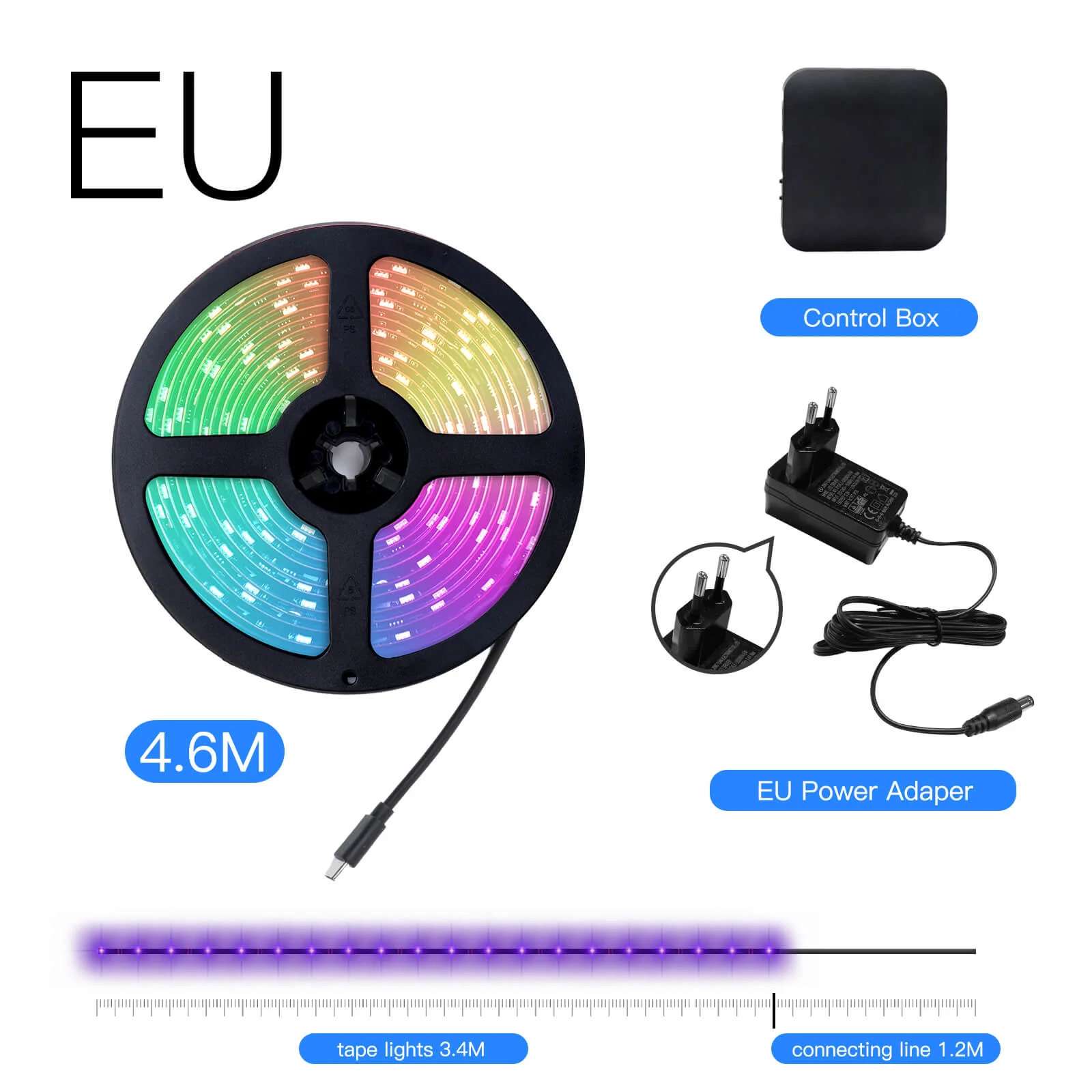 MOES Smart WiFi Ambient Lighting TV Backlight 4K HDMI 2.0 Sync Box LED Light Strip Music 7