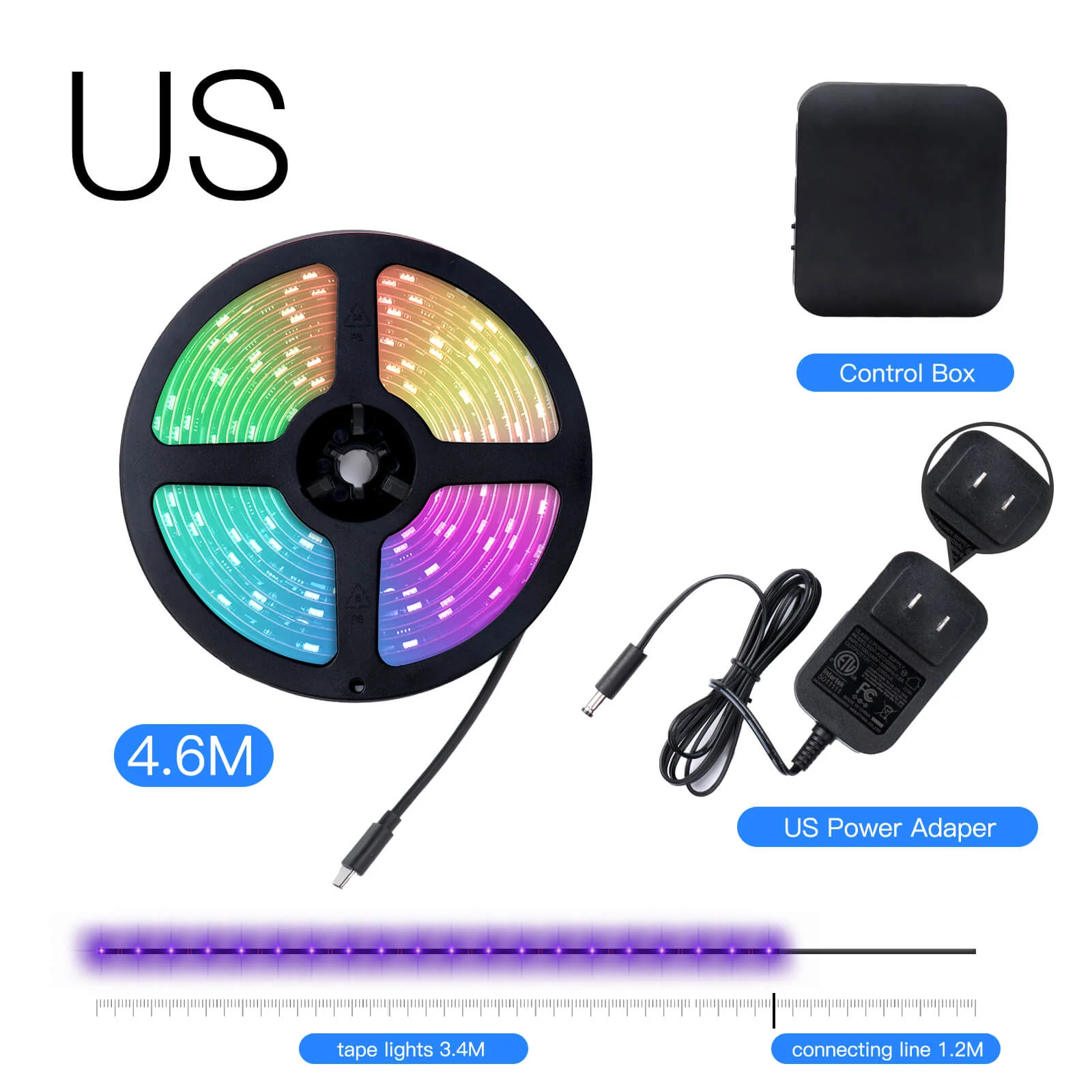 MOES Smart WiFi Ambient Lighting TV Backlight 4K HDMI 2.0 Sync Box LED Light Strip Music 8