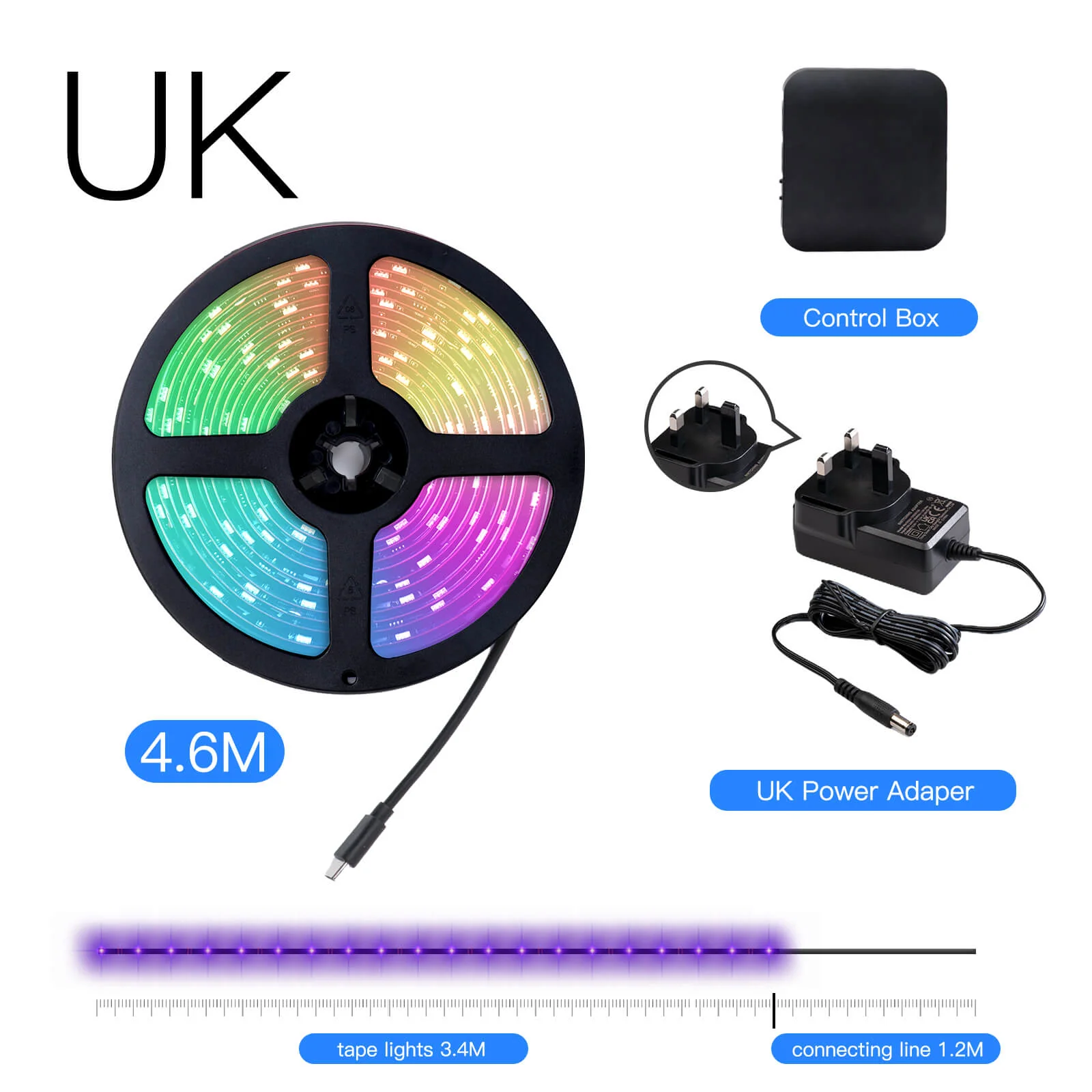 MOES Smart WiFi Ambient Lighting TV Backlight 4K HDMI 2.0 Sync Box LED Light Strip Music 9