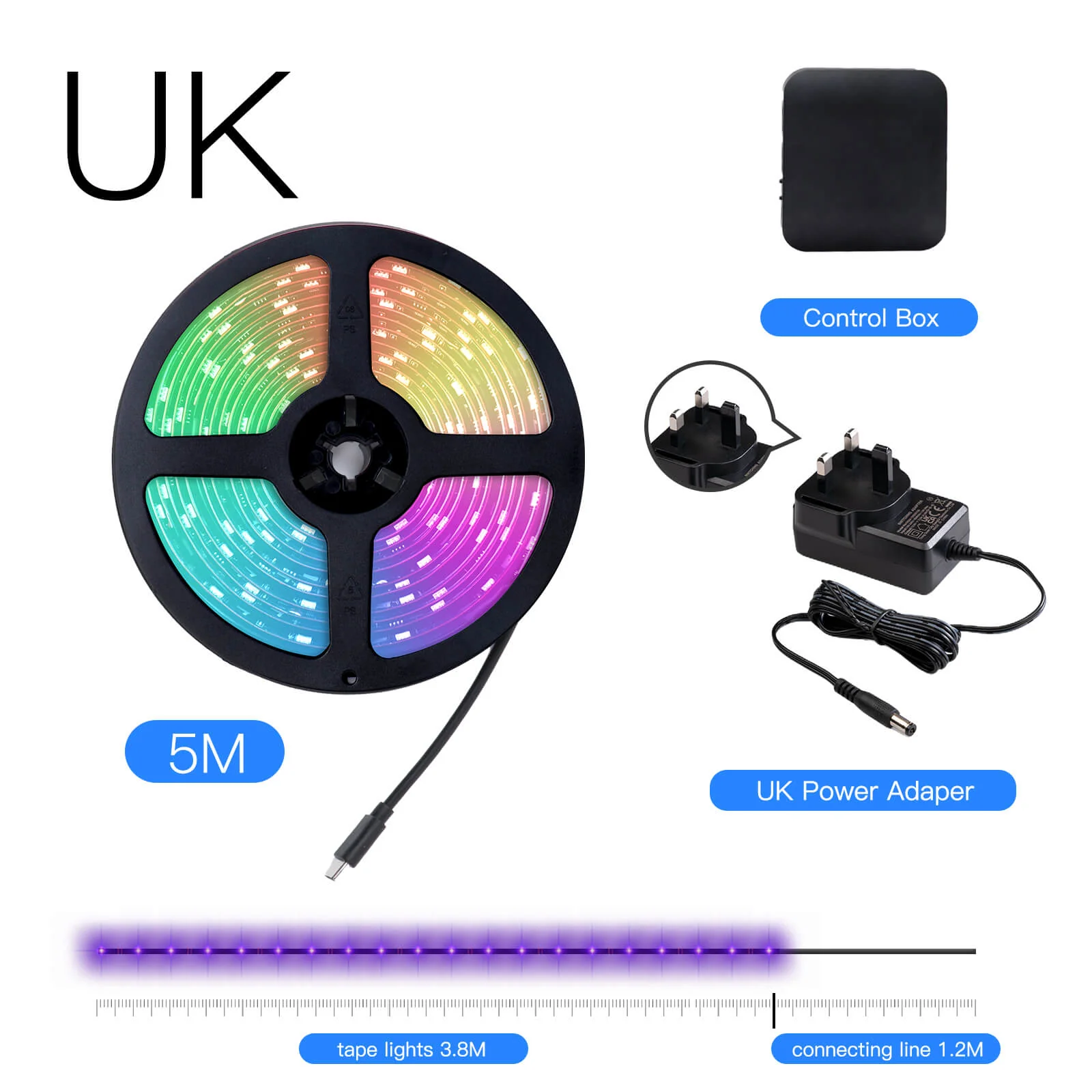 MOES Smart WiFi Ambient Lighting TV Backlight 4K HDMI 2.0 Sync Box LED Light Strip Music 12