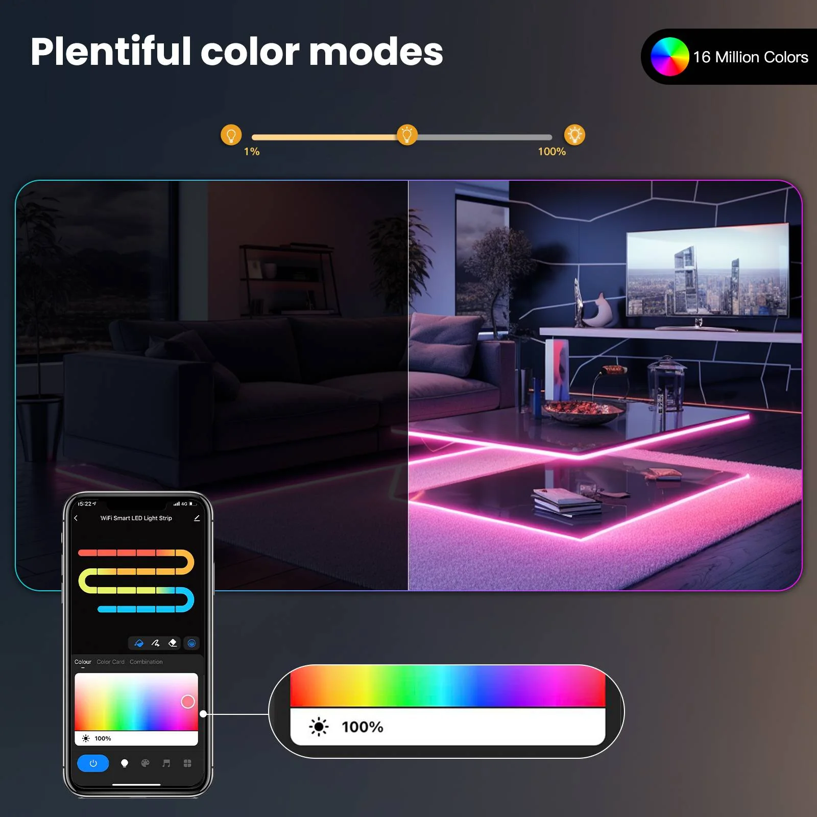 WIFI+BLE Neon Music LED Smart Light with Remote Control 16 Million Colors 2