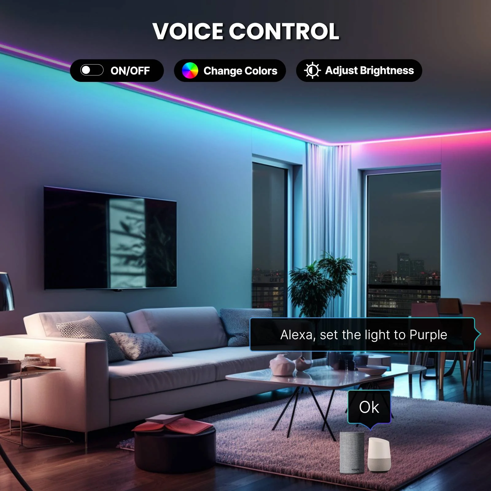 WIFI+BLE Neon Music LED Smart Light with Remote Control 16 Million Colors 5
