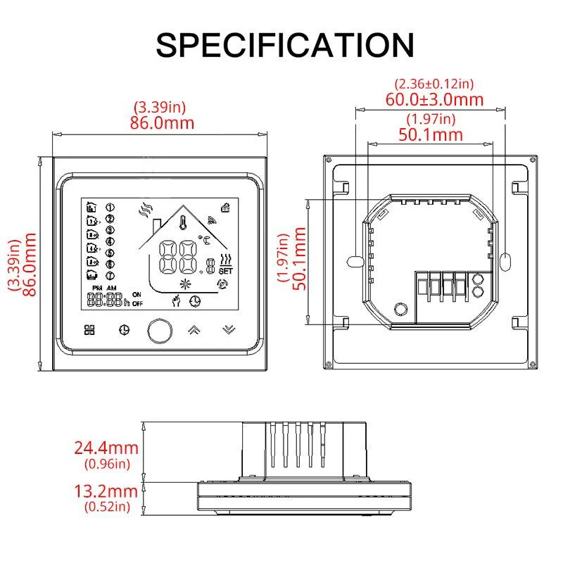 WiFi Smart Central Air Conditioner Thermostat Temperature Controller 2/4 Pipe 3 Speed Fan Coil Unit 6