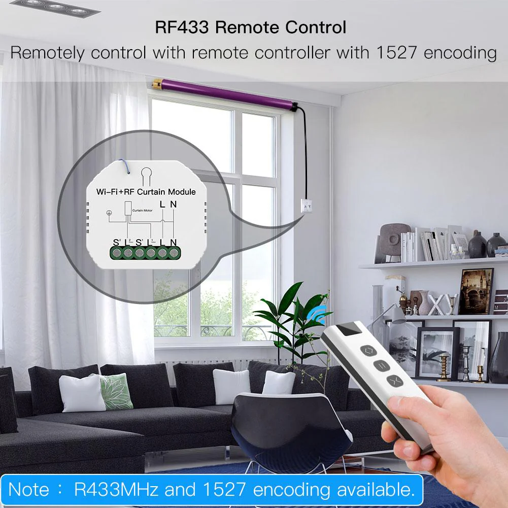 WiFi DIY RF433 Smart Curtain Switch Module for Electric Motorized Roller Blinds Shutter Motor 3