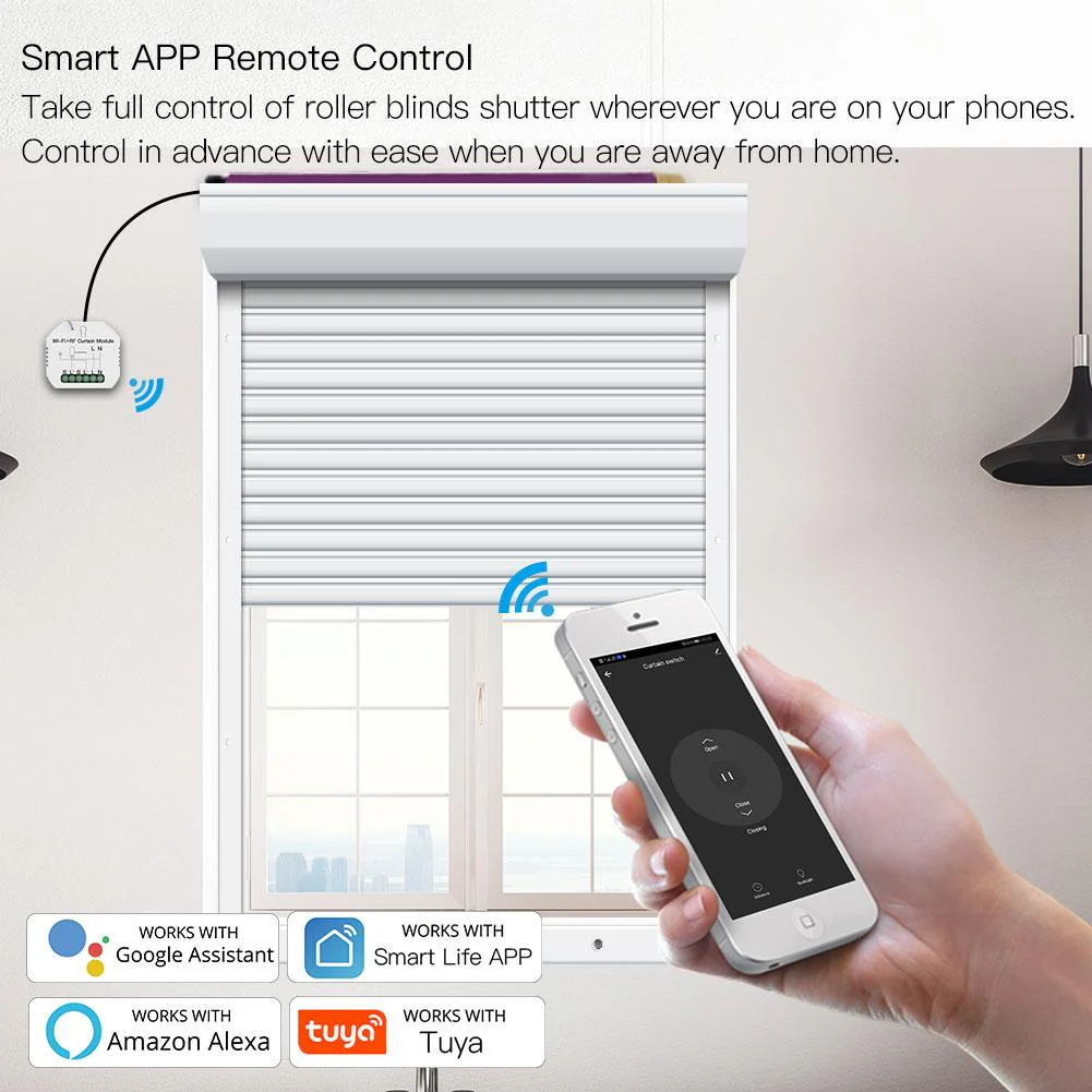 WiFi DIY RF433 Smart Curtain Switch Module for Electric Motorized Roller Blinds Shutter Motor 5