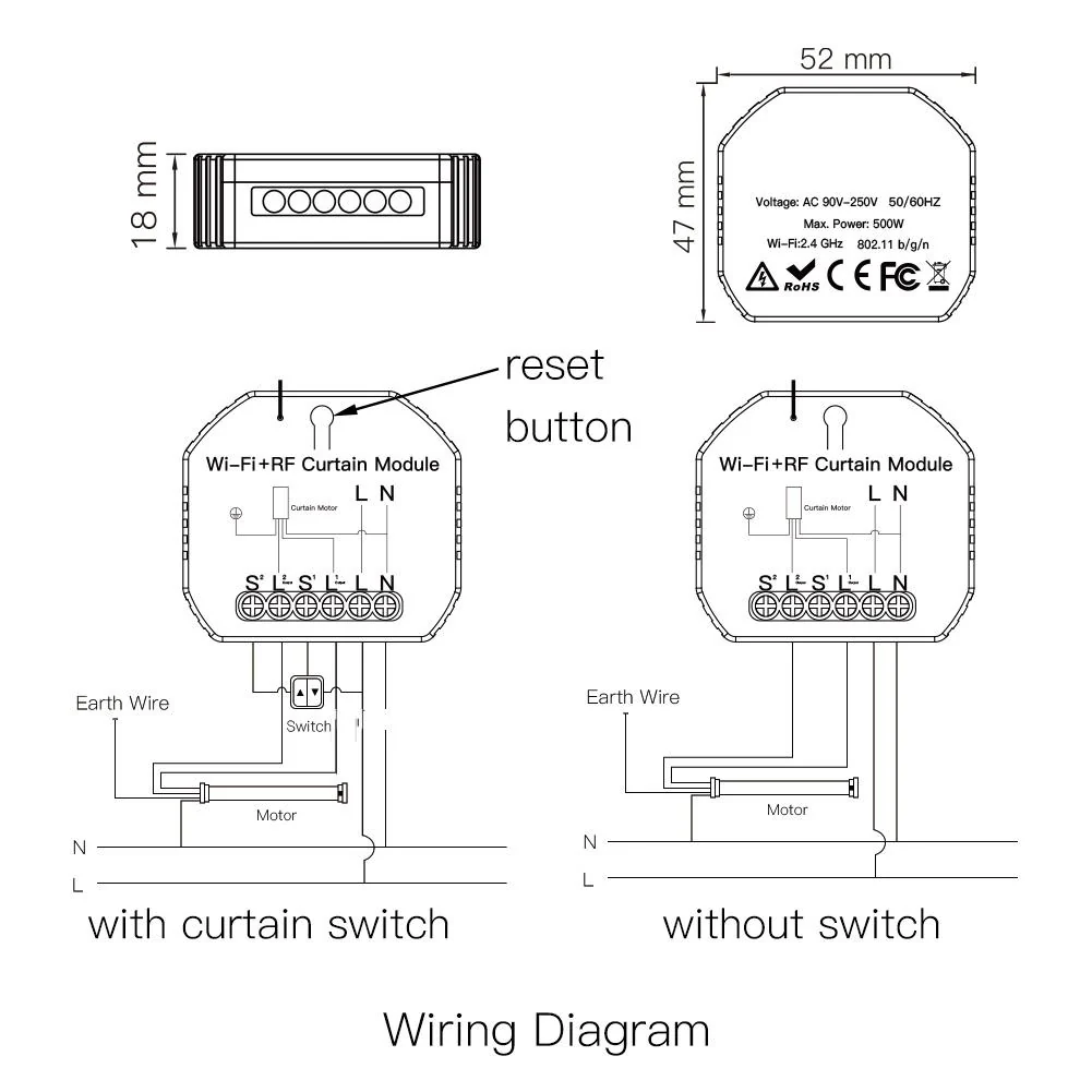WiFi DIY RF433 Smart Curtain Switch Module for Electric Motorized Roller Blinds Shutter Motor 6