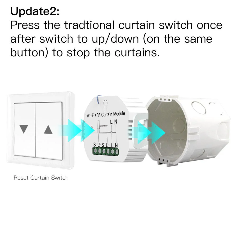 MOES WiFi Mini DIY Smart Curtain Switch Module APP Voice Control Electric Curtain Motor Relay 3