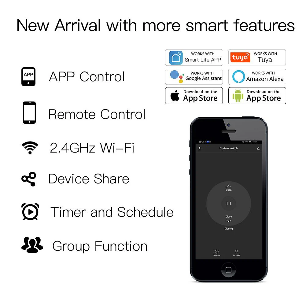 MOES WiFi Mini DIY Smart Curtain Switch Module APP Voice Control Electric Curtain Motor Relay 4