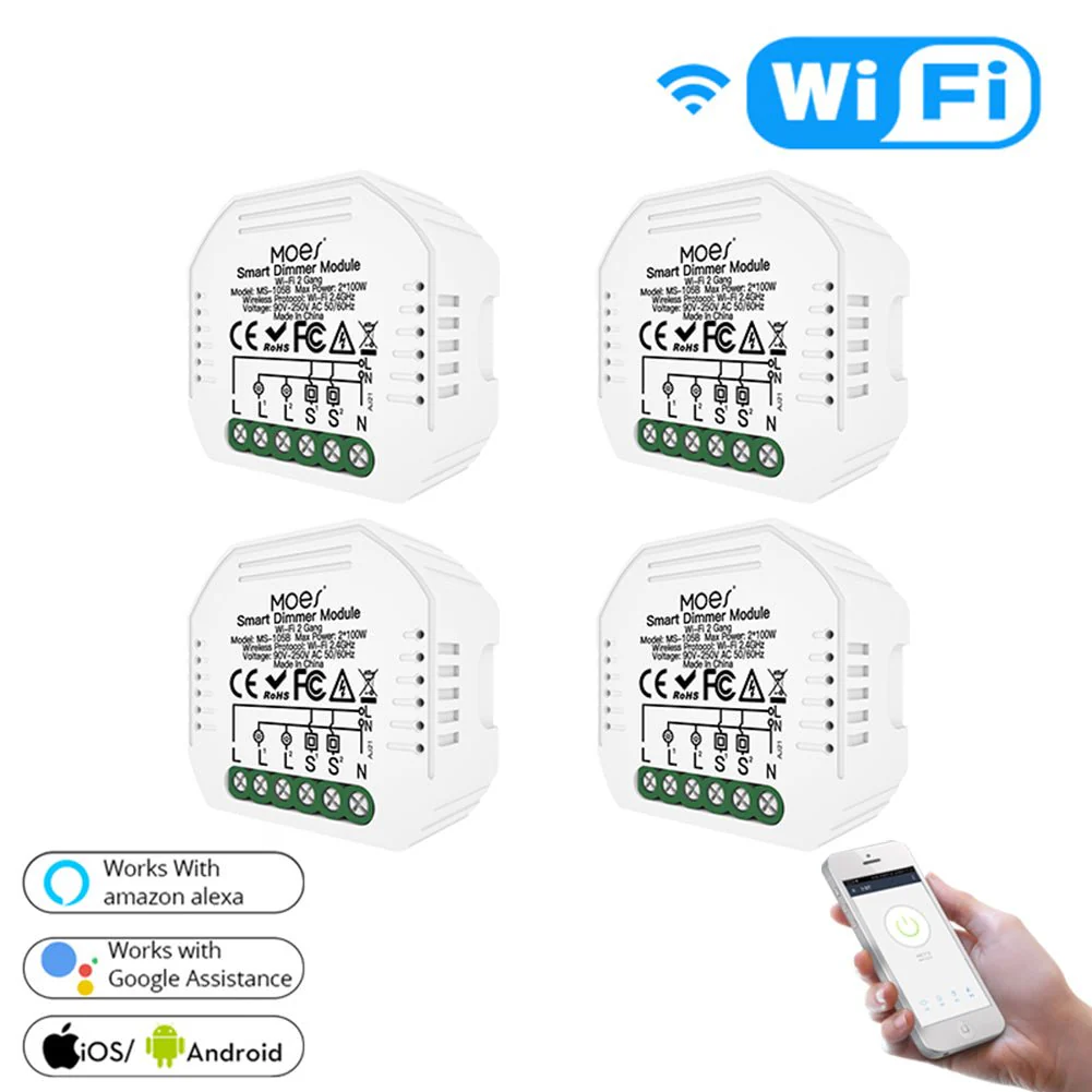 WiFi 2 Gang Dimmer Switch Module DIY Smart Light LED Dimmable Interruptor Relay 10