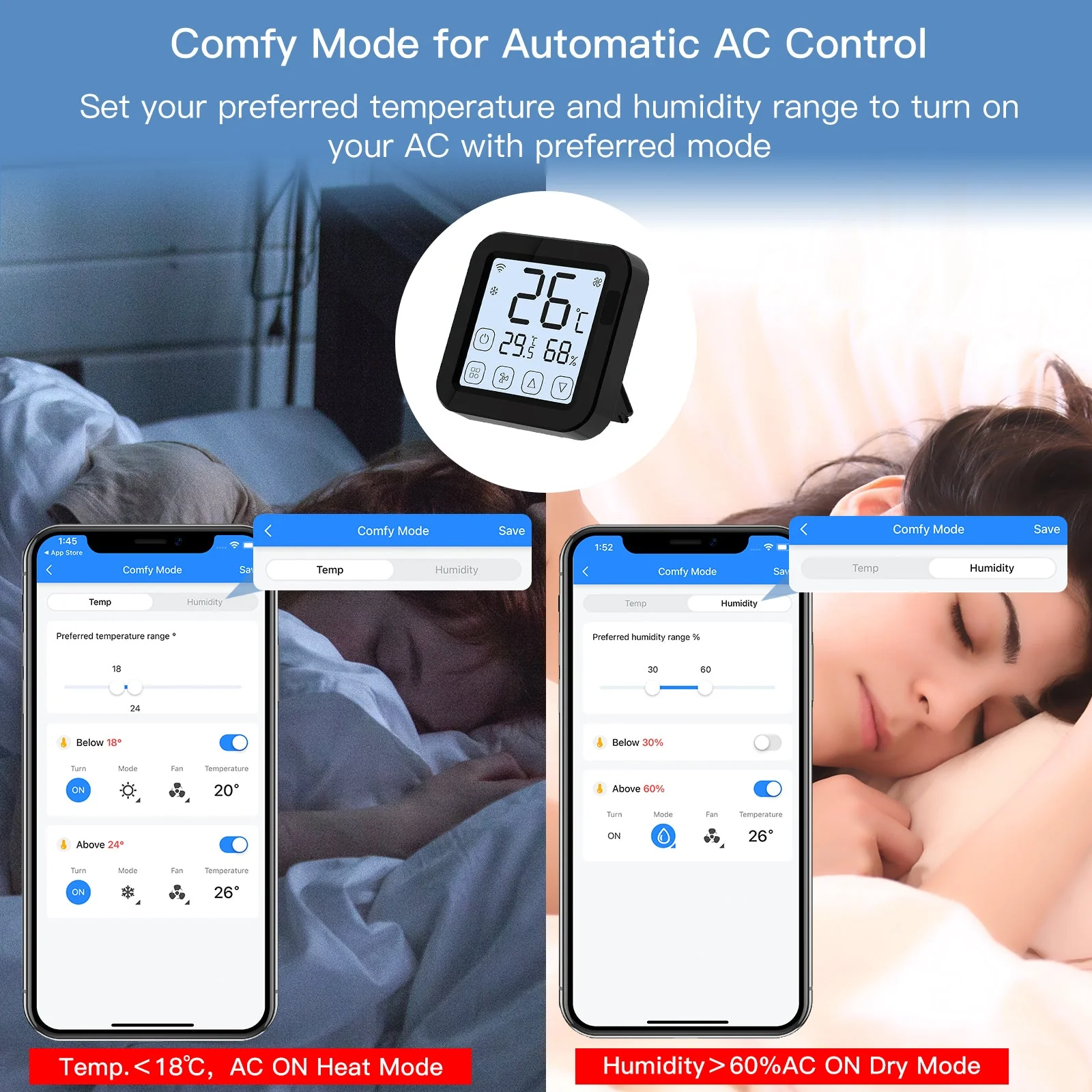 MOES Tuya WiFi Smart IR Thermostat AC Remote Controller Temperature and Humidity Sensor 5