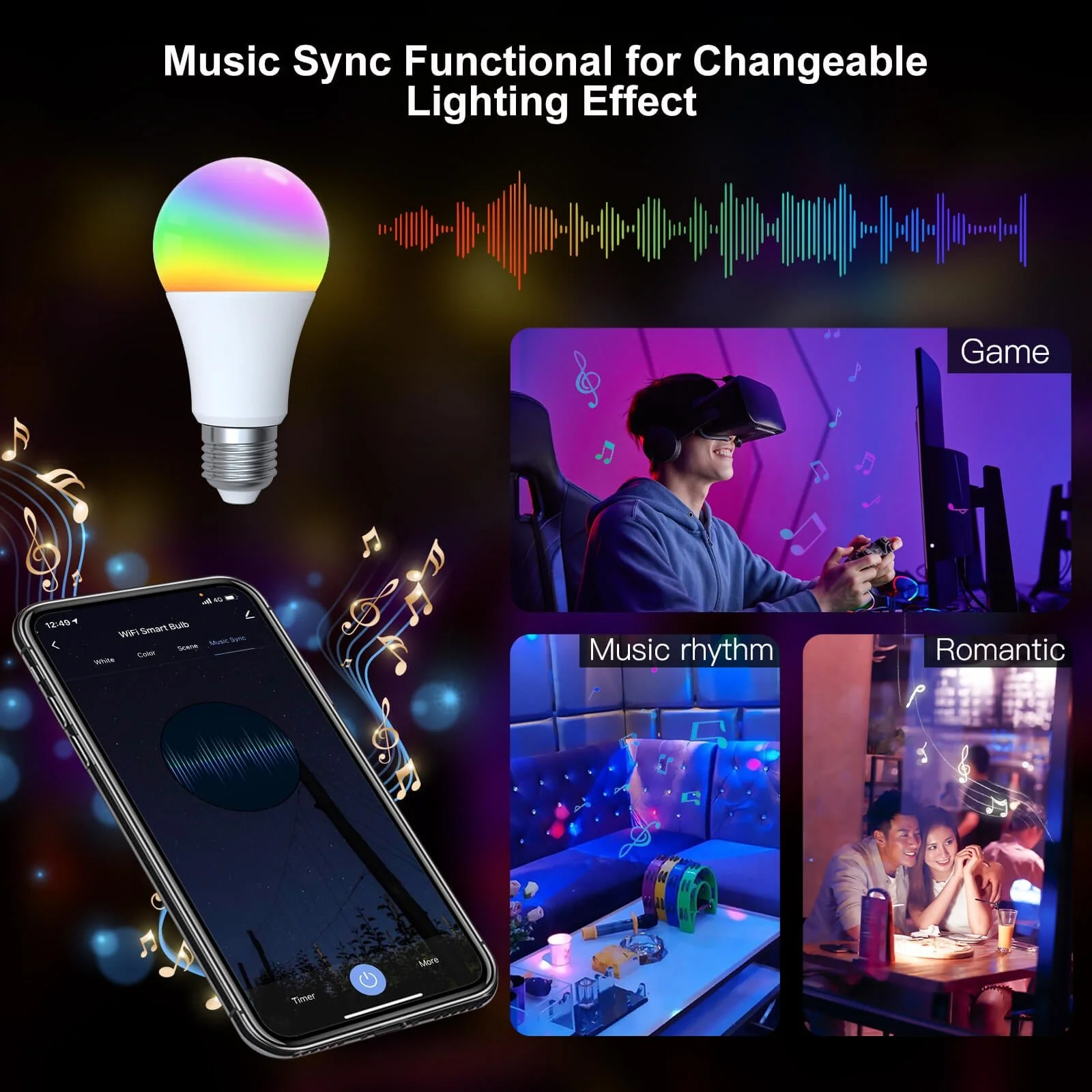 MOES WiFi Smart LED Light Bulb Dimmable Lamp 14W/9W RGB E27 Color Changeable 2700K-6500K 7