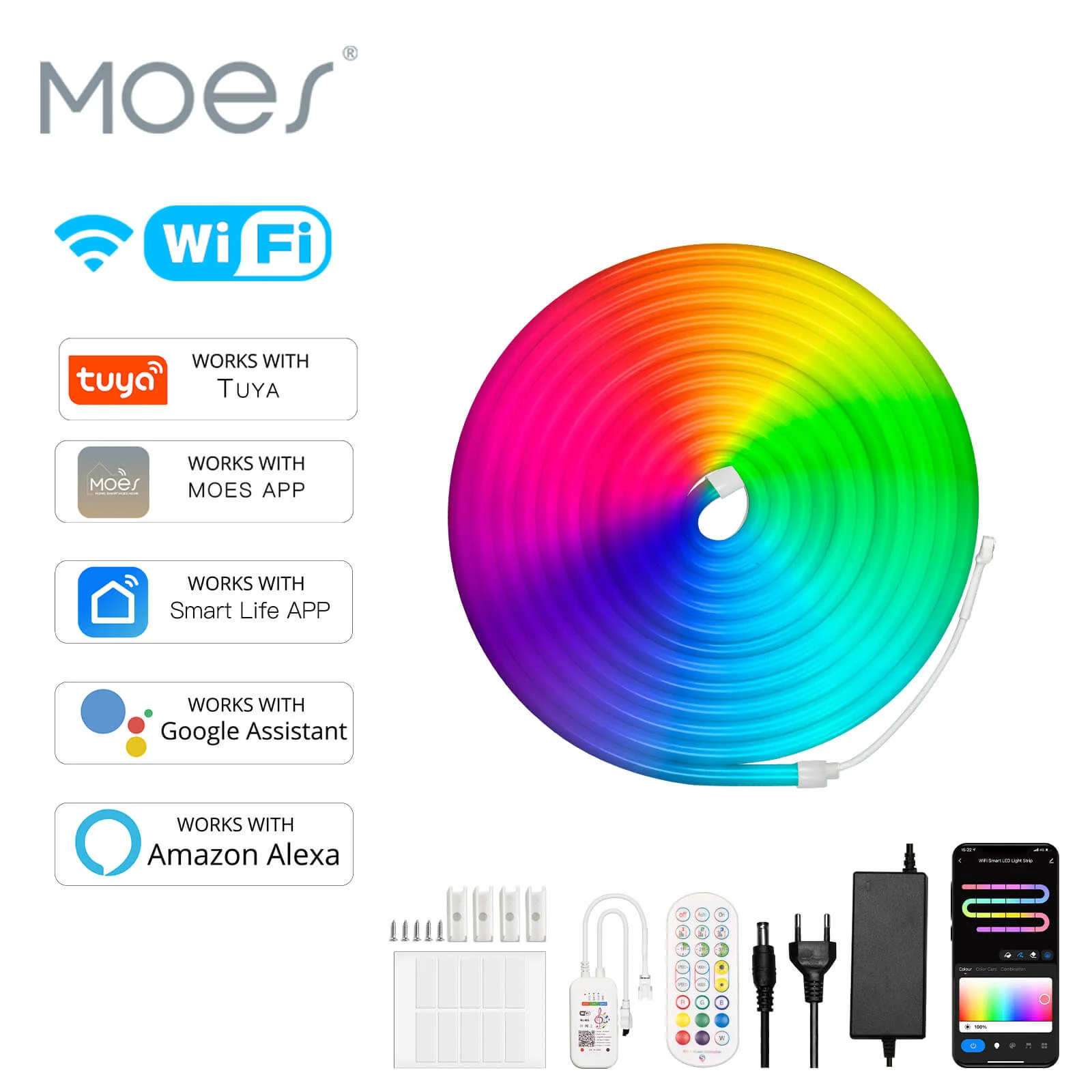 Wifi Smart LED Neon Light Strip RGB Color Led Tape Lamp for TV Backlight, Home Party Decor 9