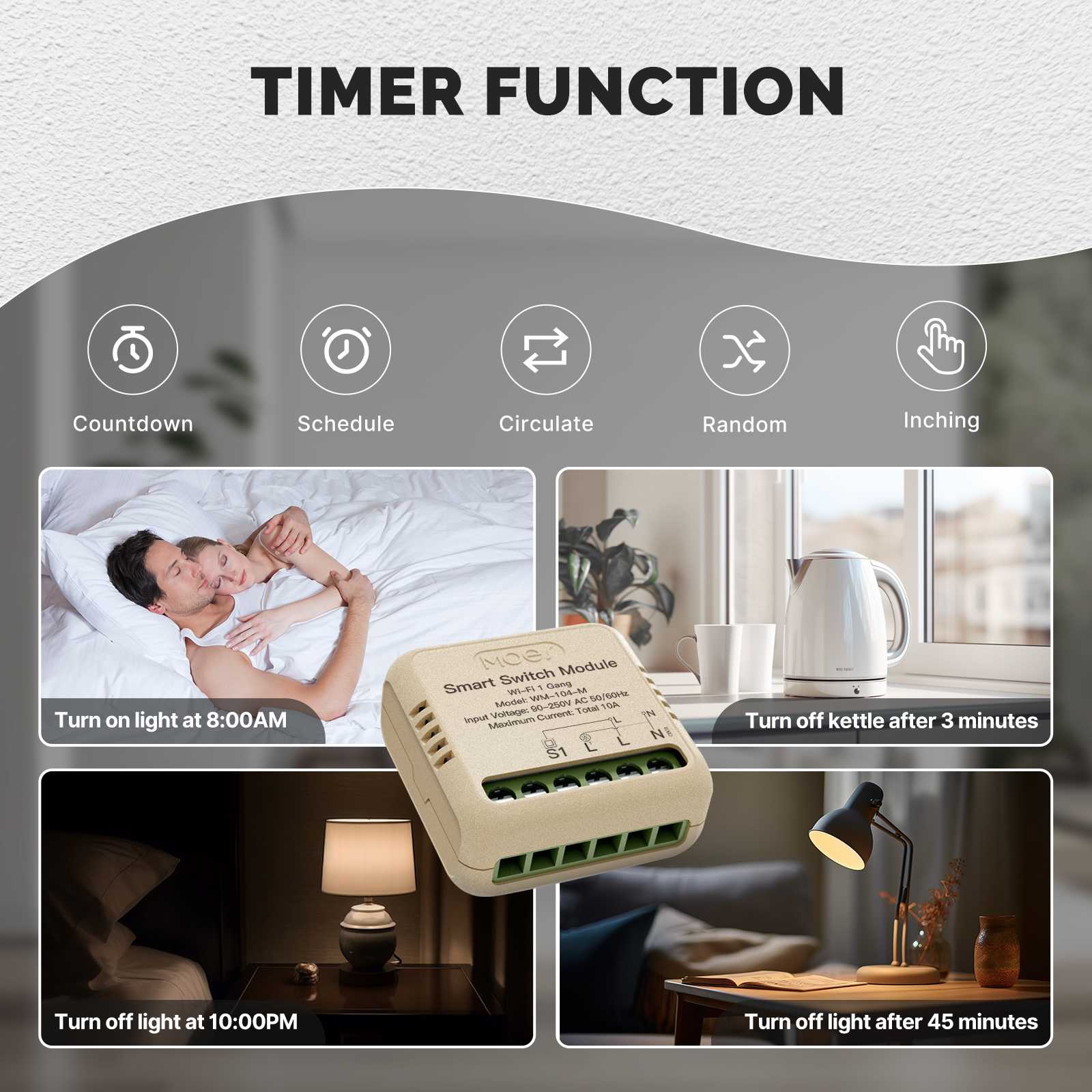 WiFi Mini DIY Smart Light Switch Module Relay Timer 1/2 Gang 4