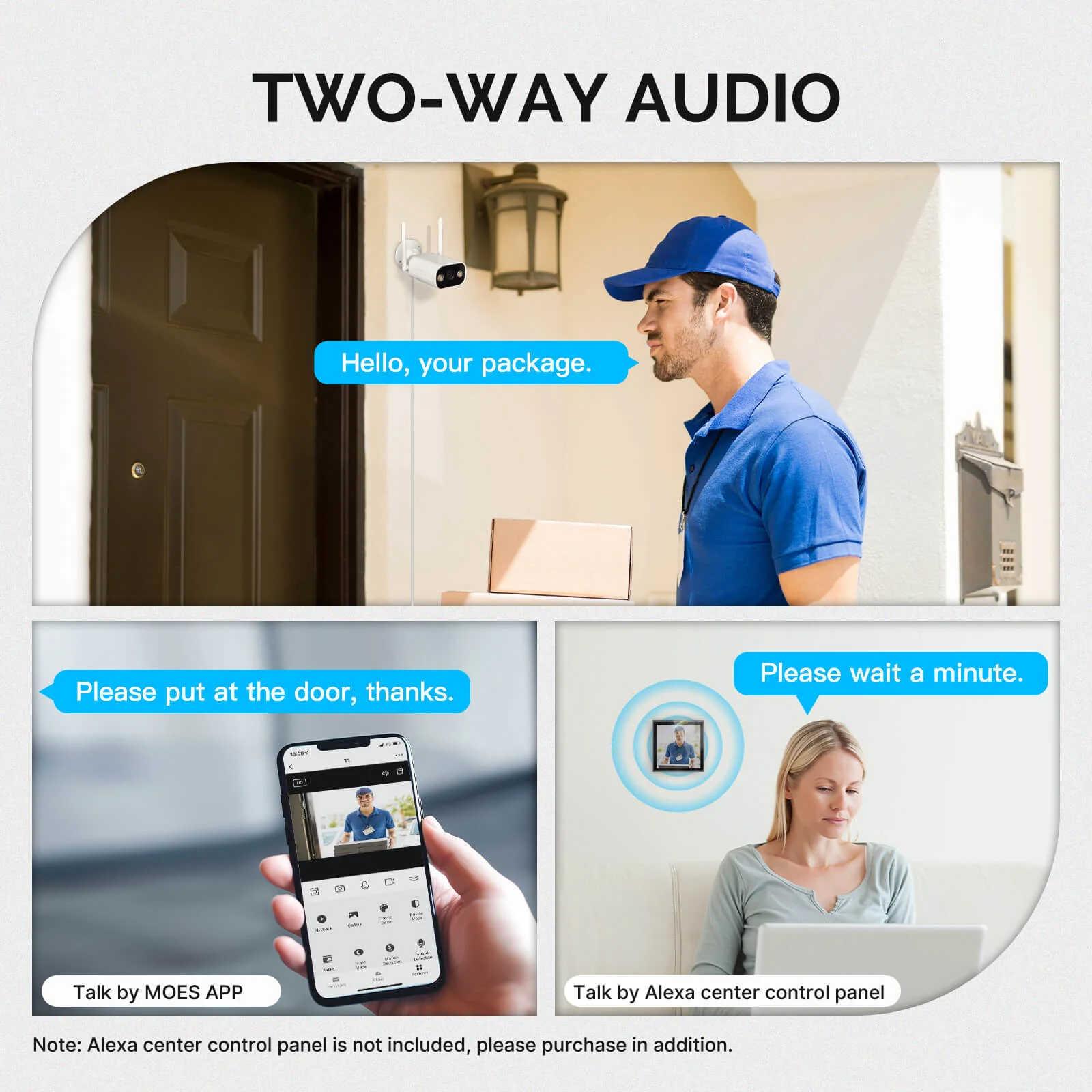MOES WiFi Smart Outdoor Camera HD 3MP Sound Motion Detection Color Night Vision Two-Way Audio Security Monitor 4
