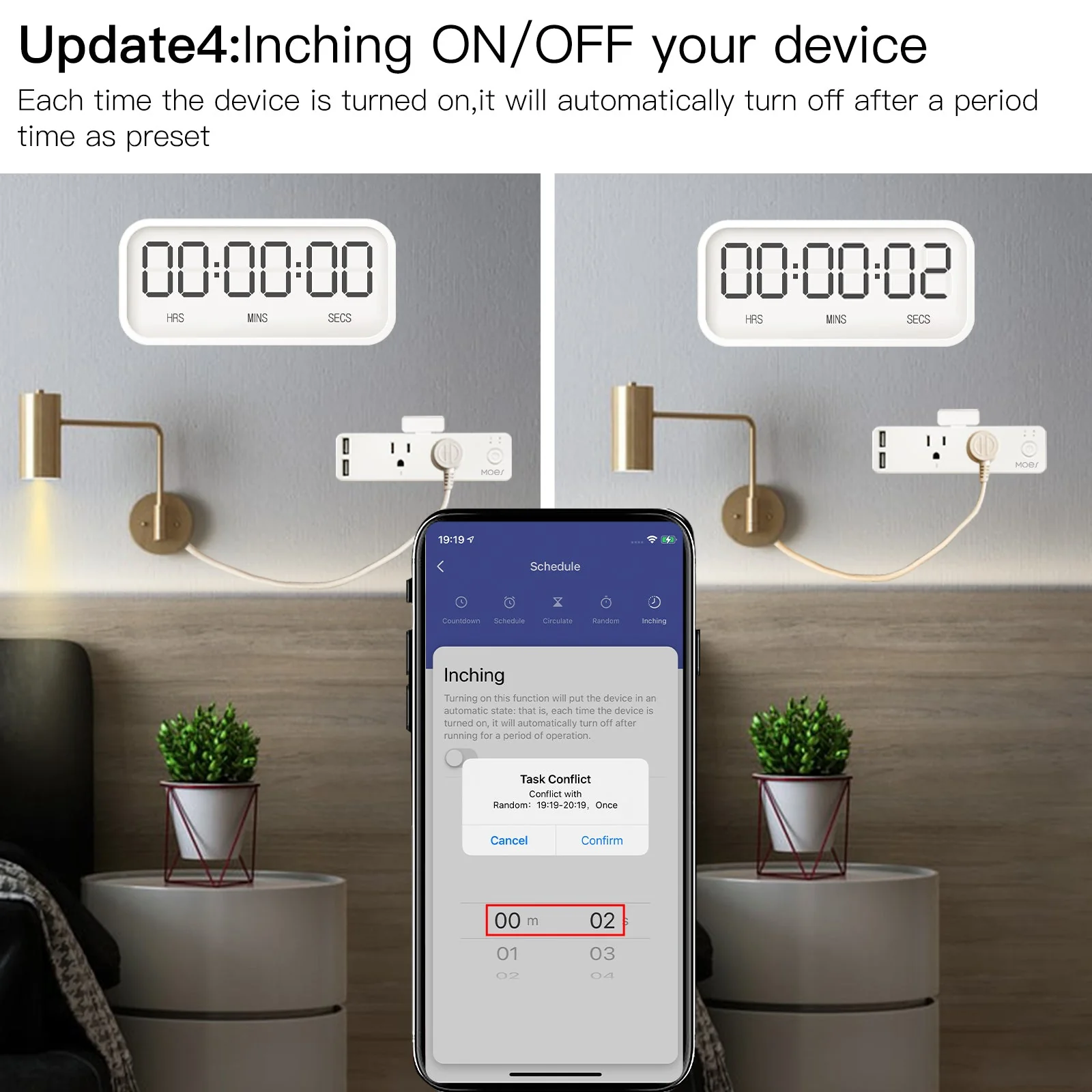 Wifi Smart US Outlet Extender Multi Plug Socket Outlet Shelf With Relay Status, Light Mode Adjustable 5