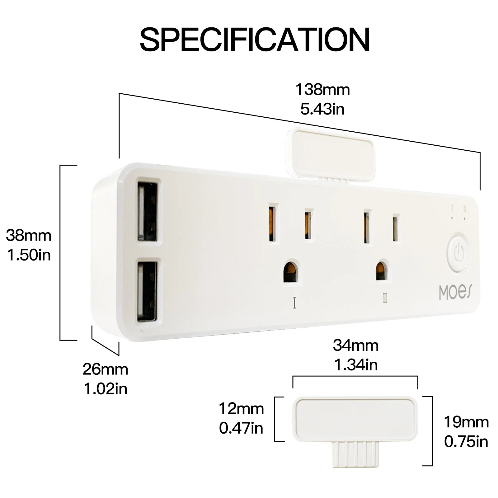 Wifi Smart US Outlet Extender Multi Plug Socket Outlet Shelf With Relay Status, Light Mode Adjustable 8
