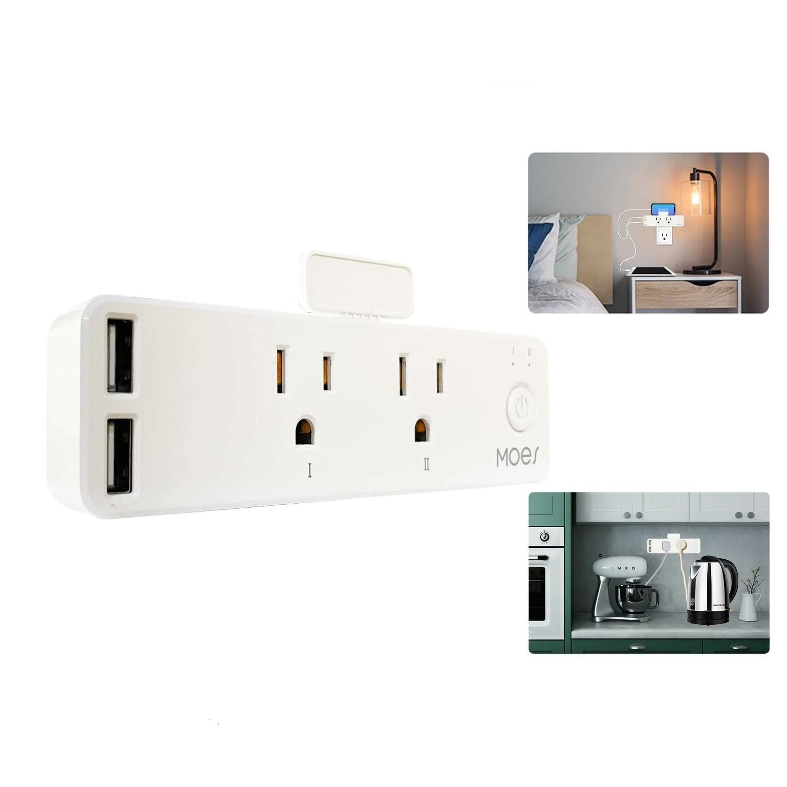 Wifi Smart US Outlet Extender Multi Plug Socket Outlet Shelf With Relay Status, Light Mode Adjustable 9