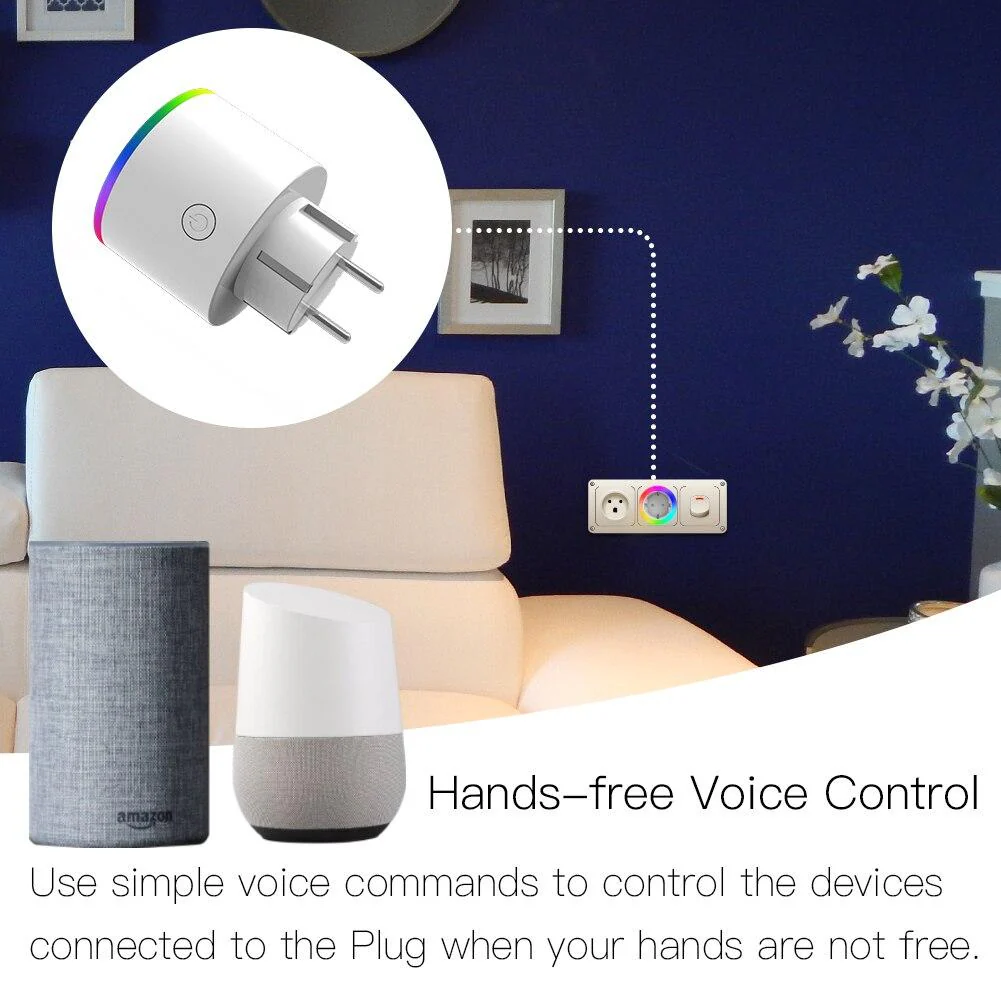 WiFi Smart Plug Outlet Wireless Power Socket Real-time Monitor Electricity With RGB Light 5