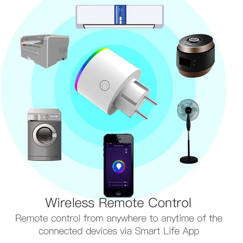 WiFi Smart Plug Outlet Wireless Power Socket Real-time Monitor Electricity With RGB Light 6