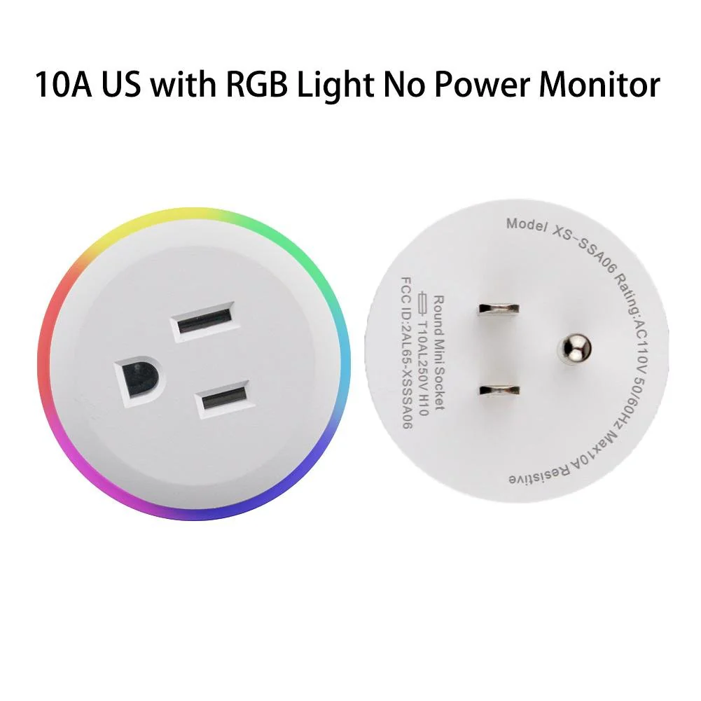 WiFi Smart Plug Outlet Wireless Power Socket Real-time Monitor Electricity With RGB Light 11