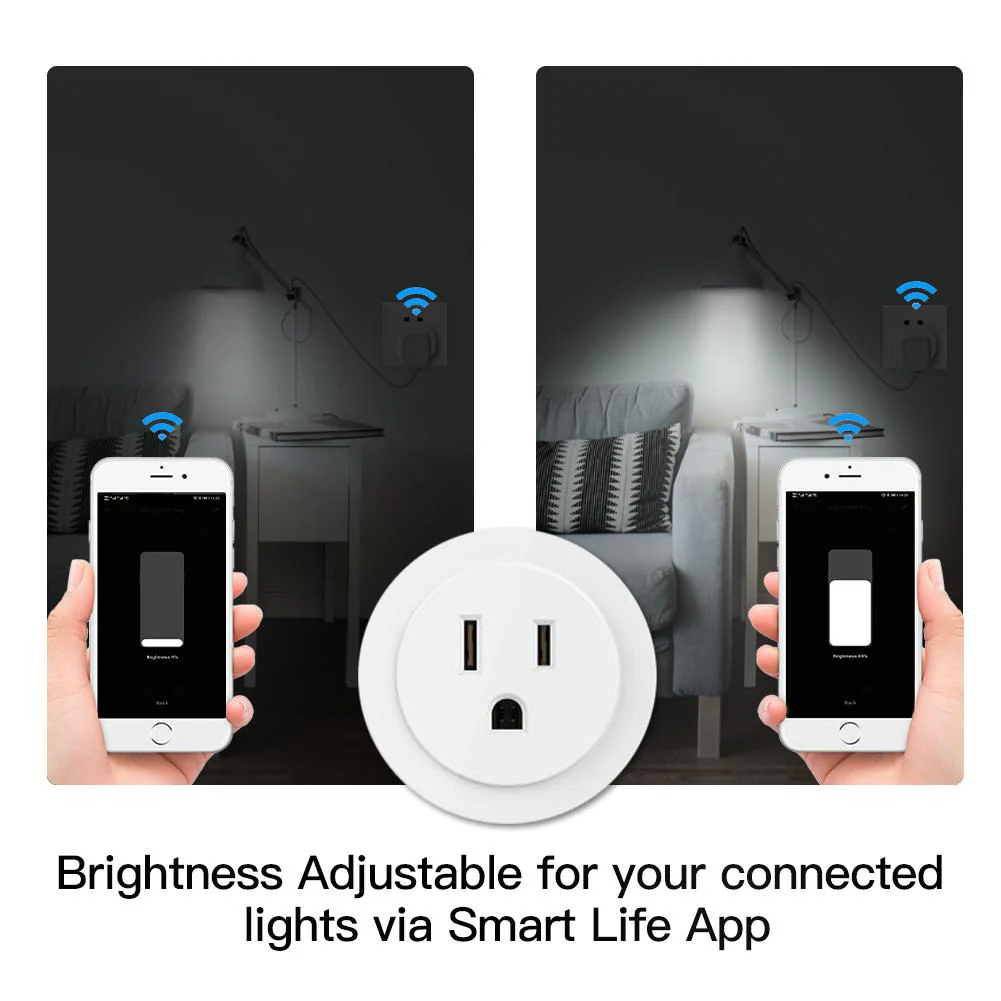 WiFi Smart Power Socket Plug Brightness Adjust Timer Plug US 2