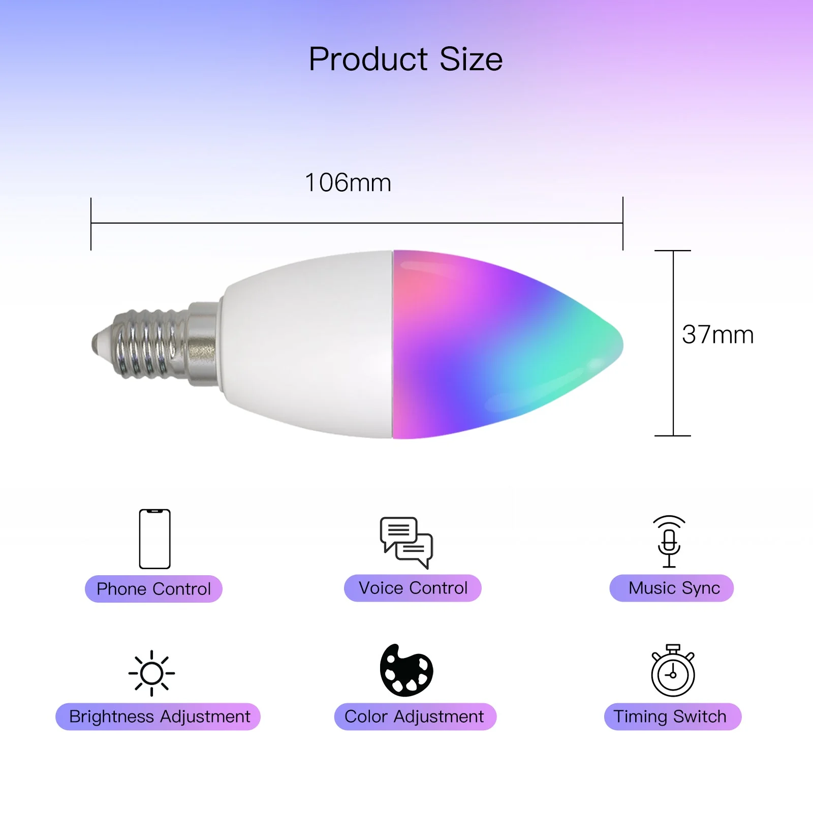 MOES WiFi Smart E14 6W/ E12 5W Candle LED Light Candelabra Bulb RGBCCT 2700-6500K Alexa Google Voice Control 6